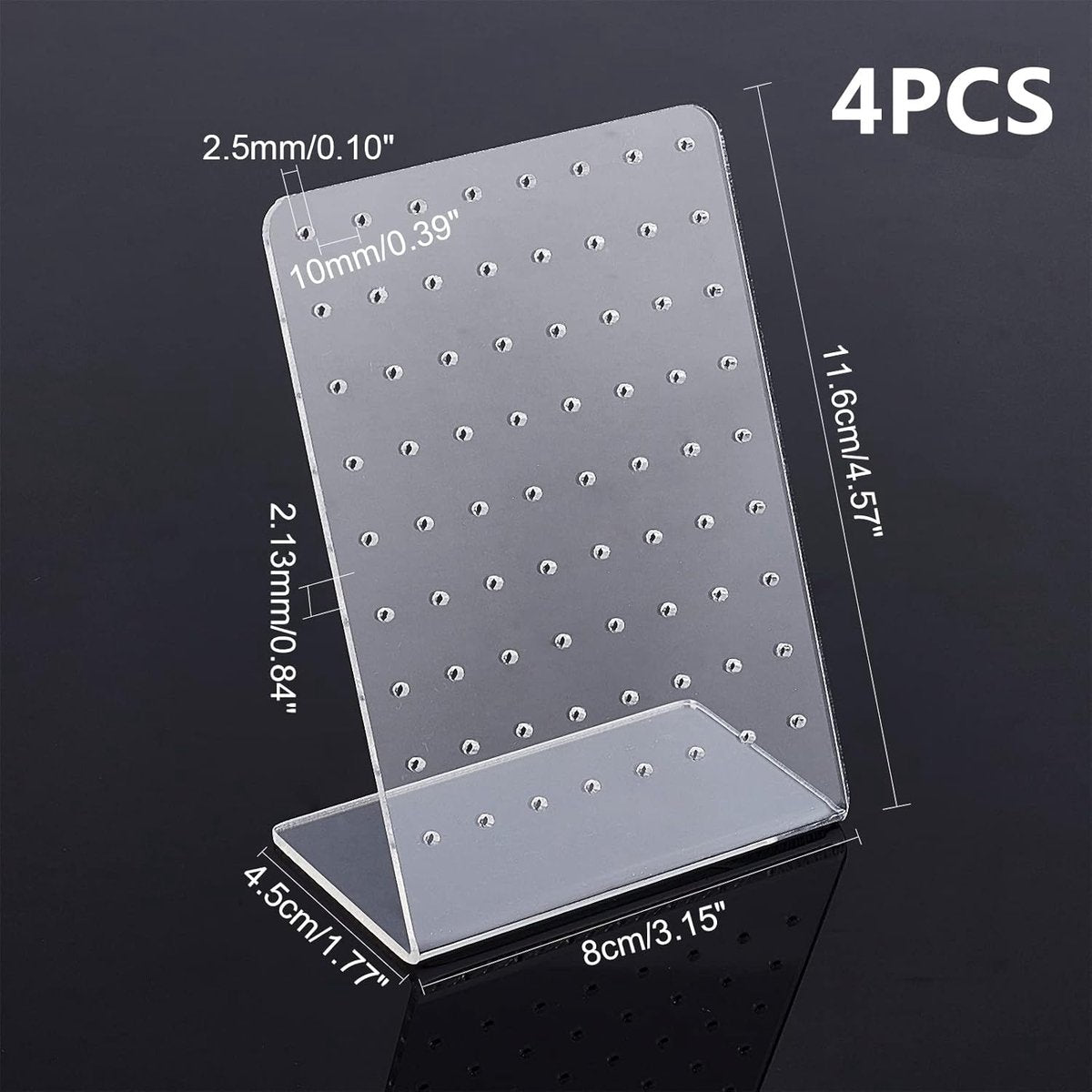 Acrylic Earring Holder - 4-Piece Set with 72 Compartments Earring Display Stand Retail Display Cabinet Earring Display Stand Personal Storage 3x2x4.5 inches