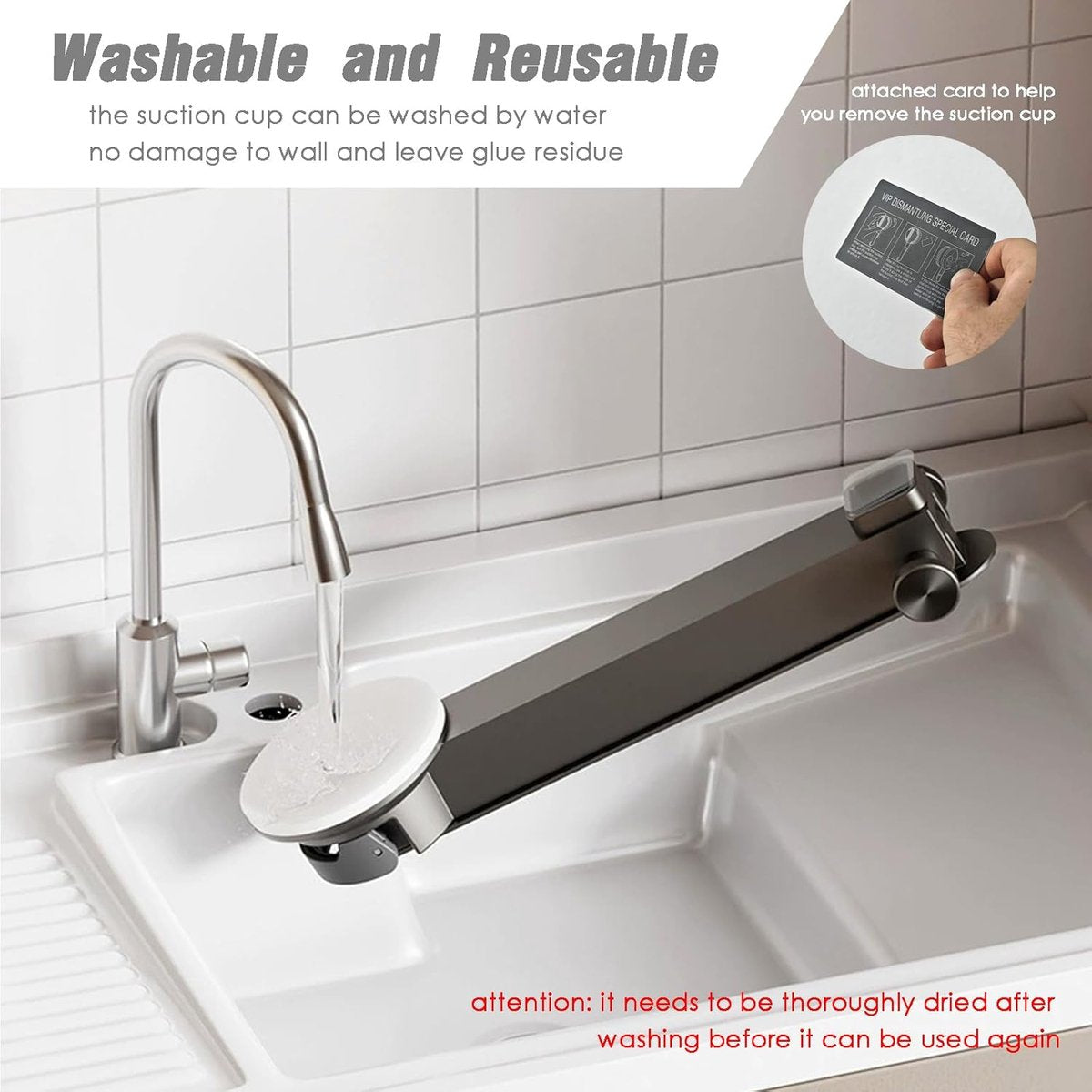 Wall drying rack – Foldable, aluminium, vacuum suction cup (grey)
