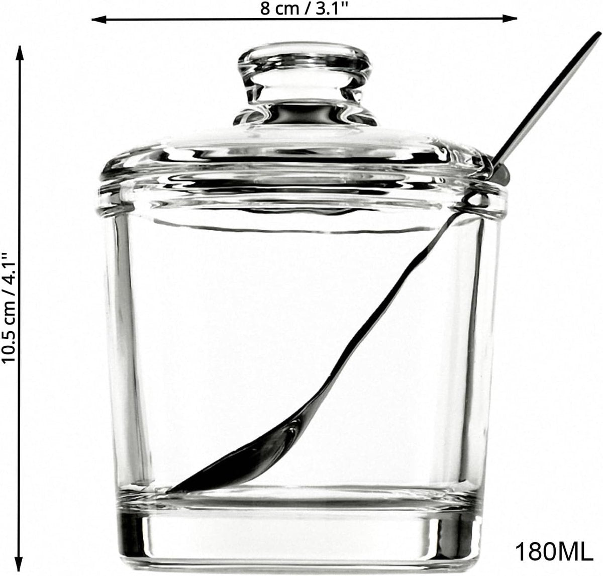 piece Classic clear glass sugar bowl with lid Serving spoon Salt shaker Pepper Storage jar Spice jar Dispenser container Sugar box Condiment Spice racks Home kitchen holder