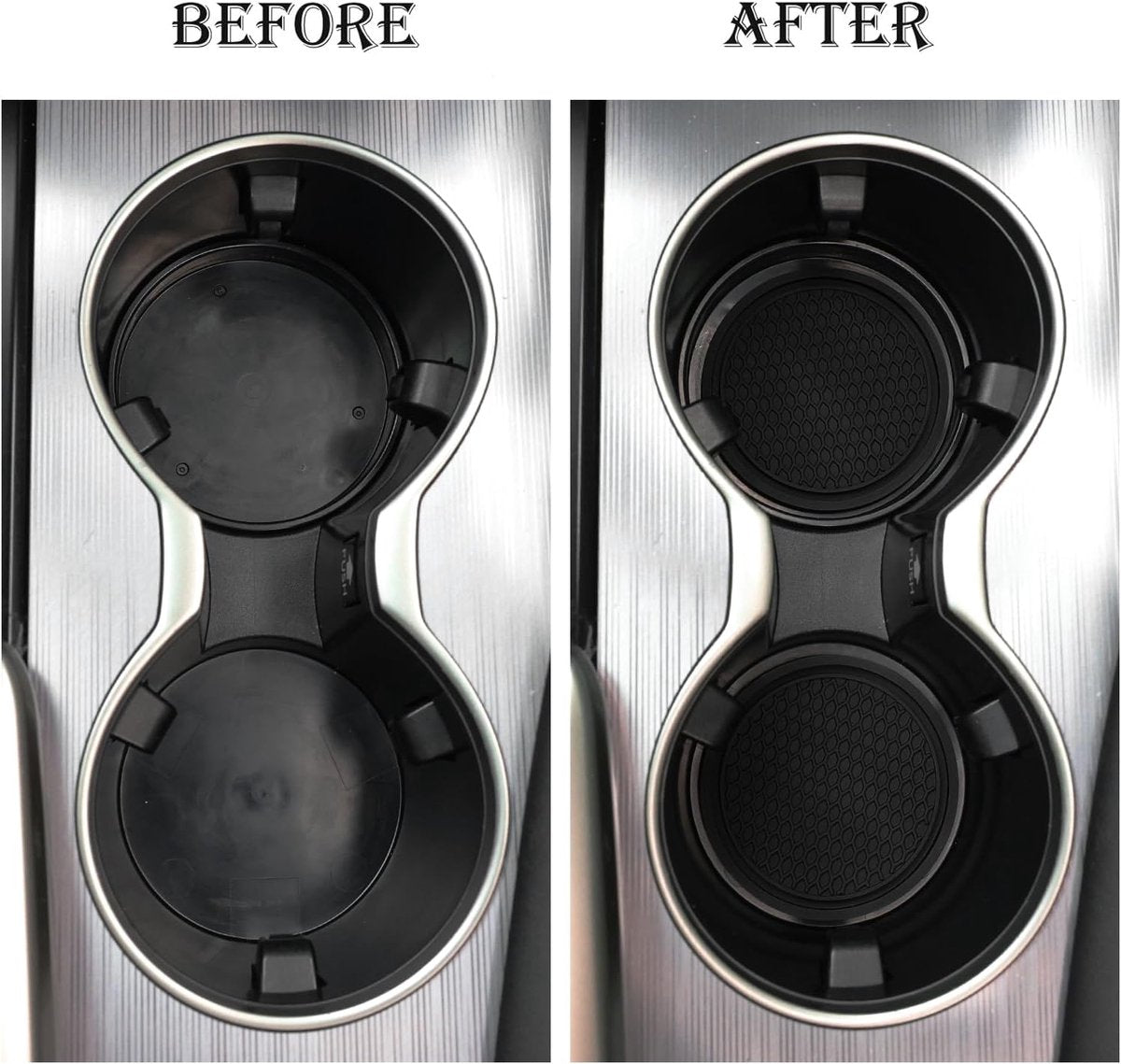 Car Coasters - 4-pack - Universal Non-slip Drink Holder - Built-in Decoration - Car Interior Accessories - Black