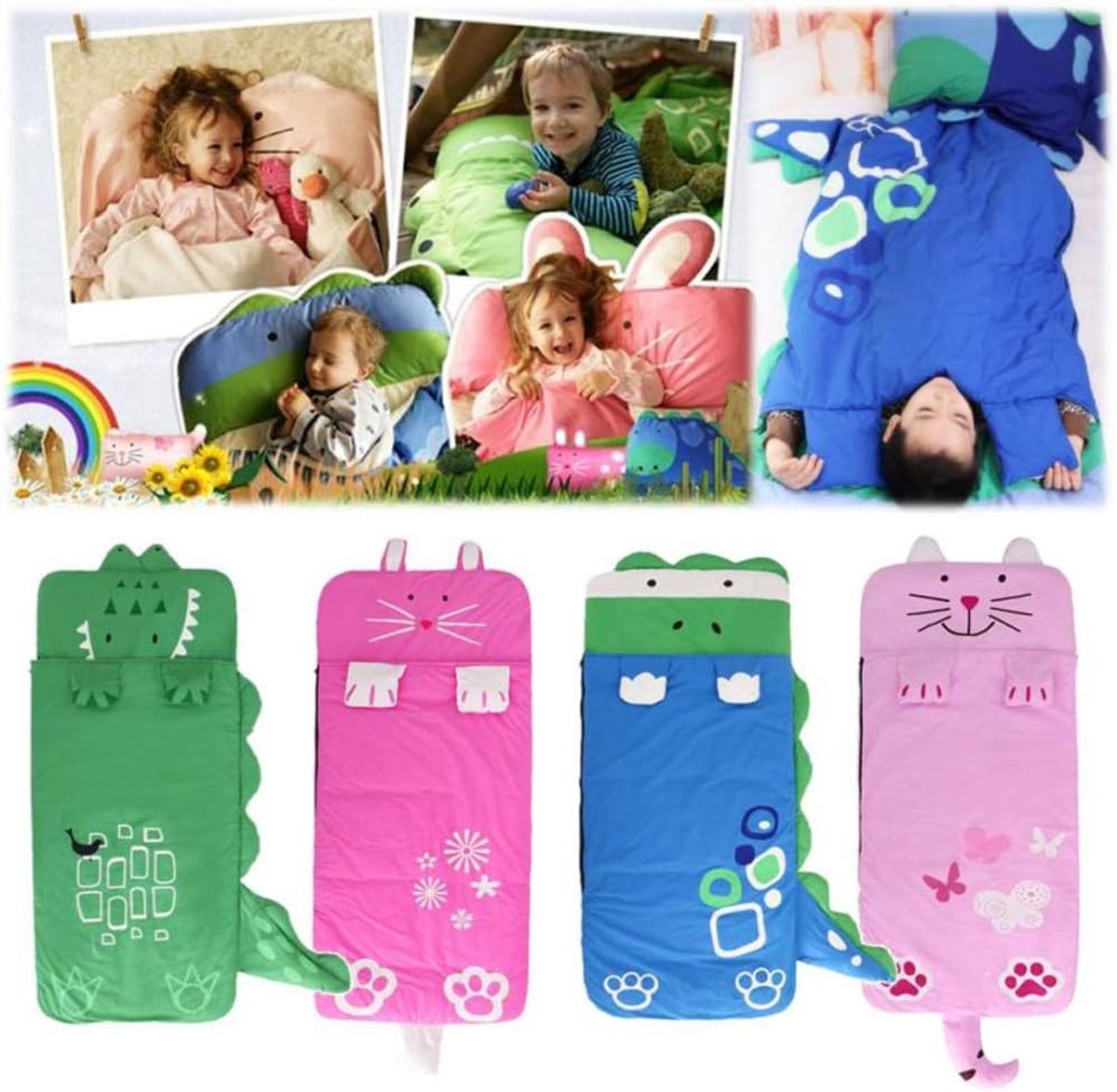 Children's Sleeping Bag 160x60cm – Cartoons, soft warm, blue