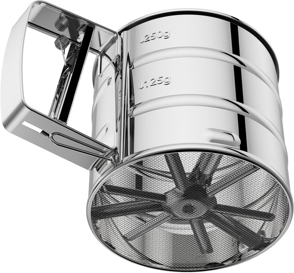 Flour Sieve - Flour Sieve - Professional Fine Mesh Sieve - Fine Kitchen Sieve - One-Hand Press Stainless Steel - Ideal for Baking and Sprinkling Powdered Sugar