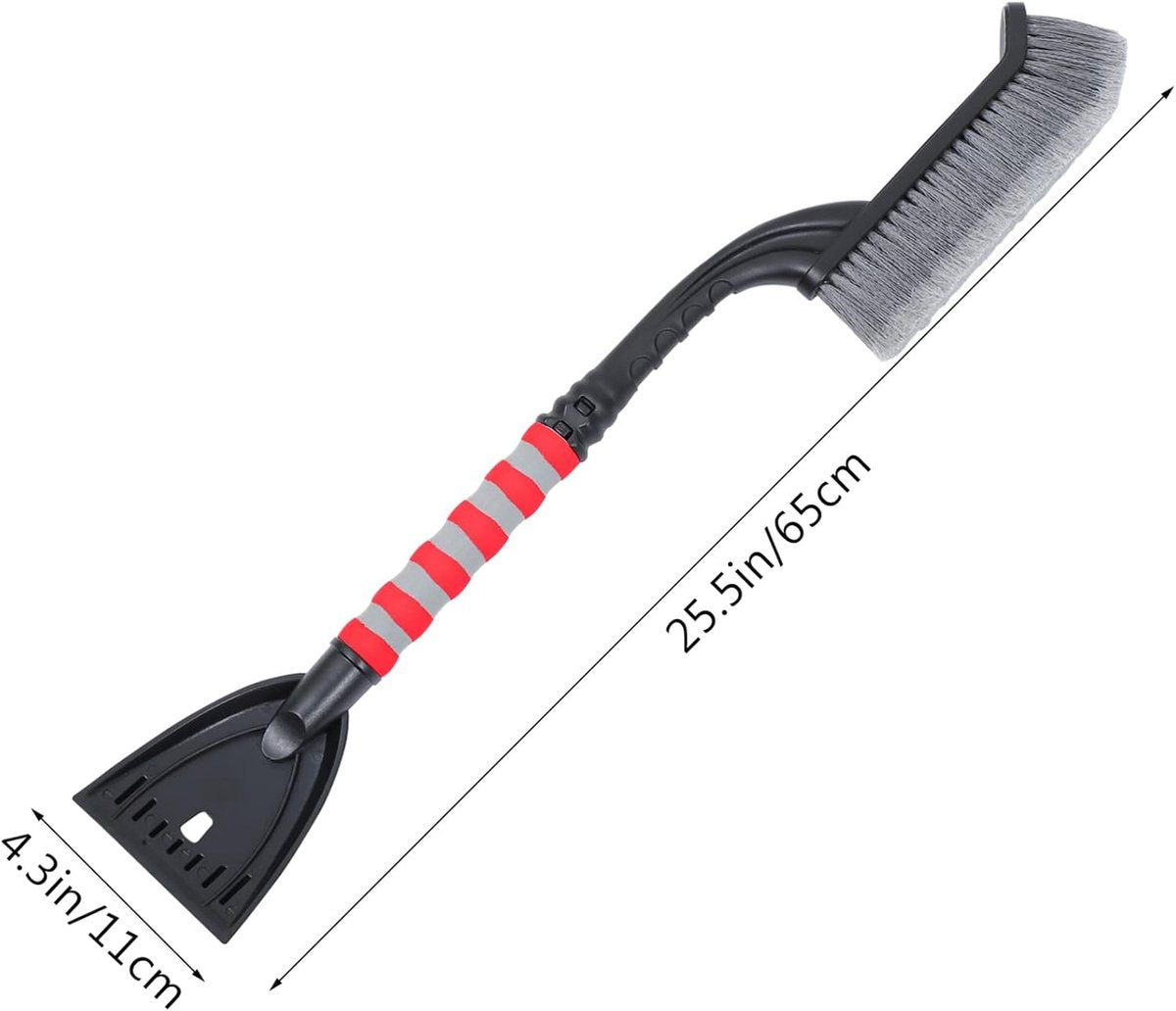 Snow Brush for Car - Two-in-One Ice Scraper - 25'' Ergonomic Handle - Winter Car Accessory
