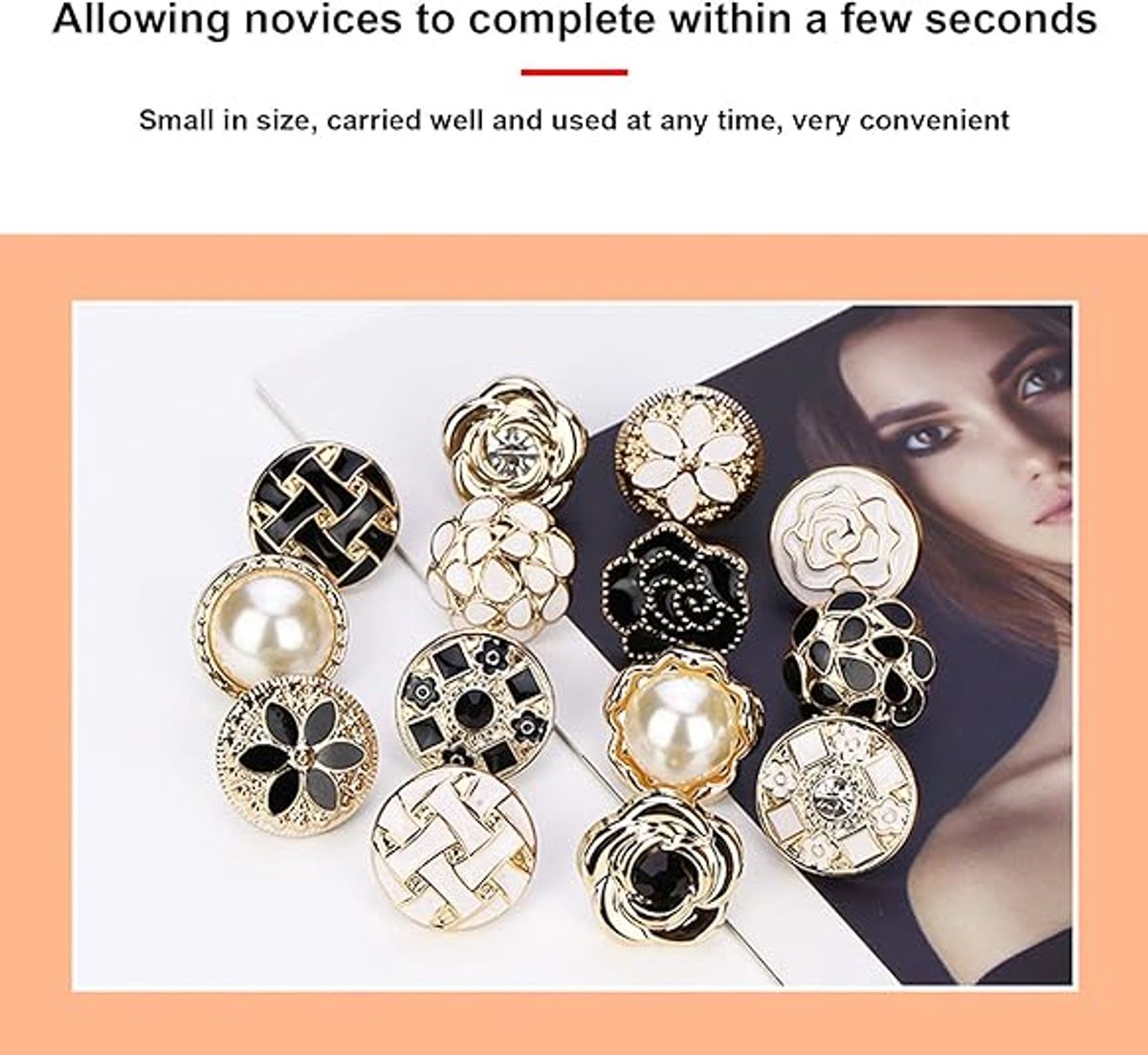 Blouse Brooch Buttons Set 16-piece – Soft enamel, random styles