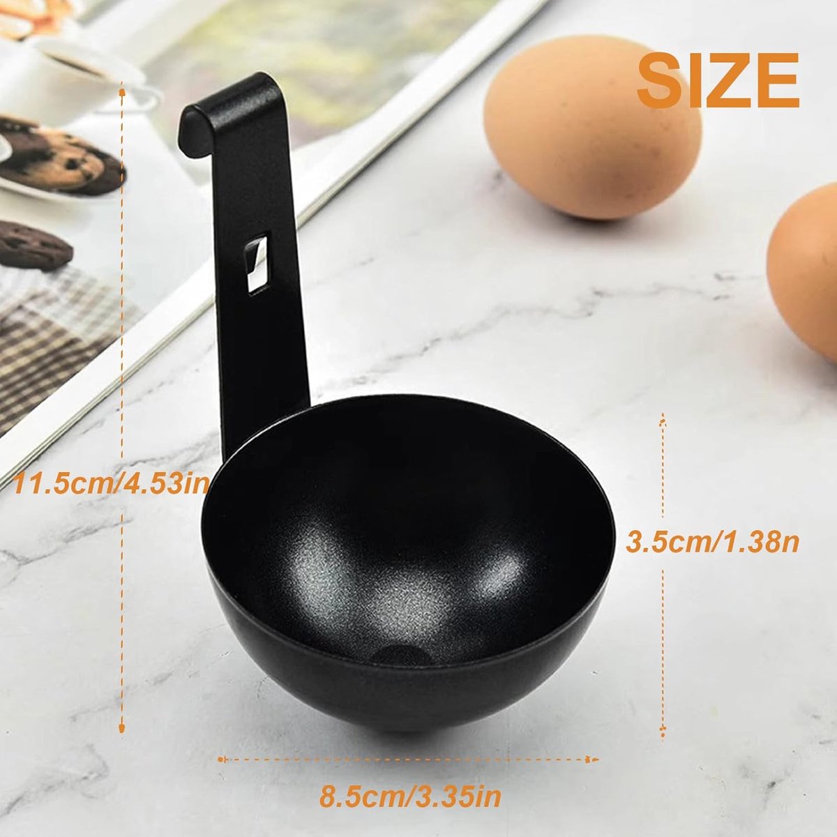 2-piece egg cooker - Stainless steel pan for poached eggs with hanging cups - Non-stick cookware for soft-boiled eggs and breakfast