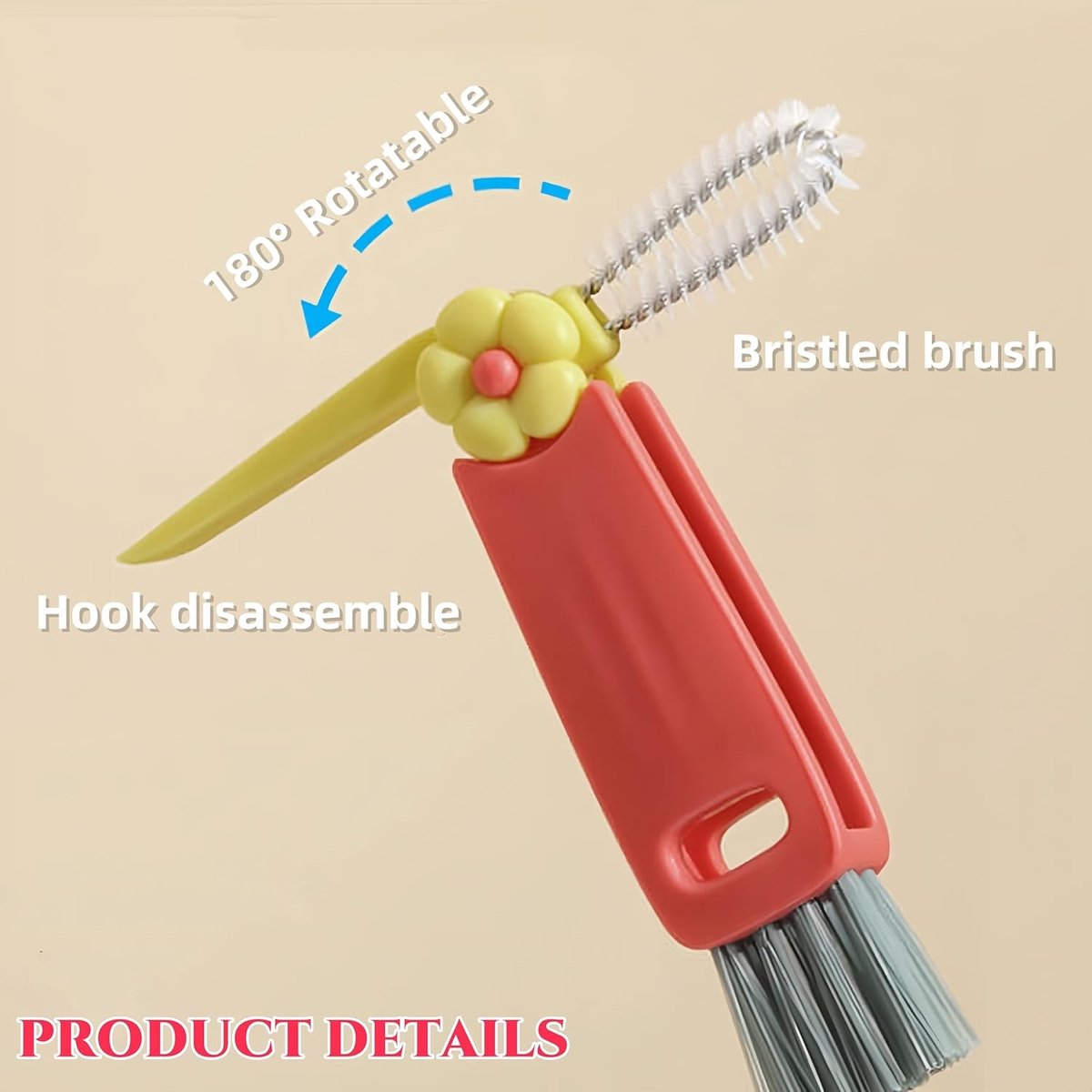 3-in-1 cleaning brush for cup lids, 3-in-1 multifunctional cleaning brush, portable bottle lid cleaner, tight spaces, cup, portable cup lid cleaner with brush, 3 pieces
