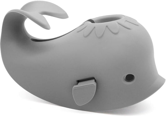 Baby Bath Faucet Cover - Soft silicone safety protector for children, toddlers and babies - Cute whale design, nice bath gift for children - gray