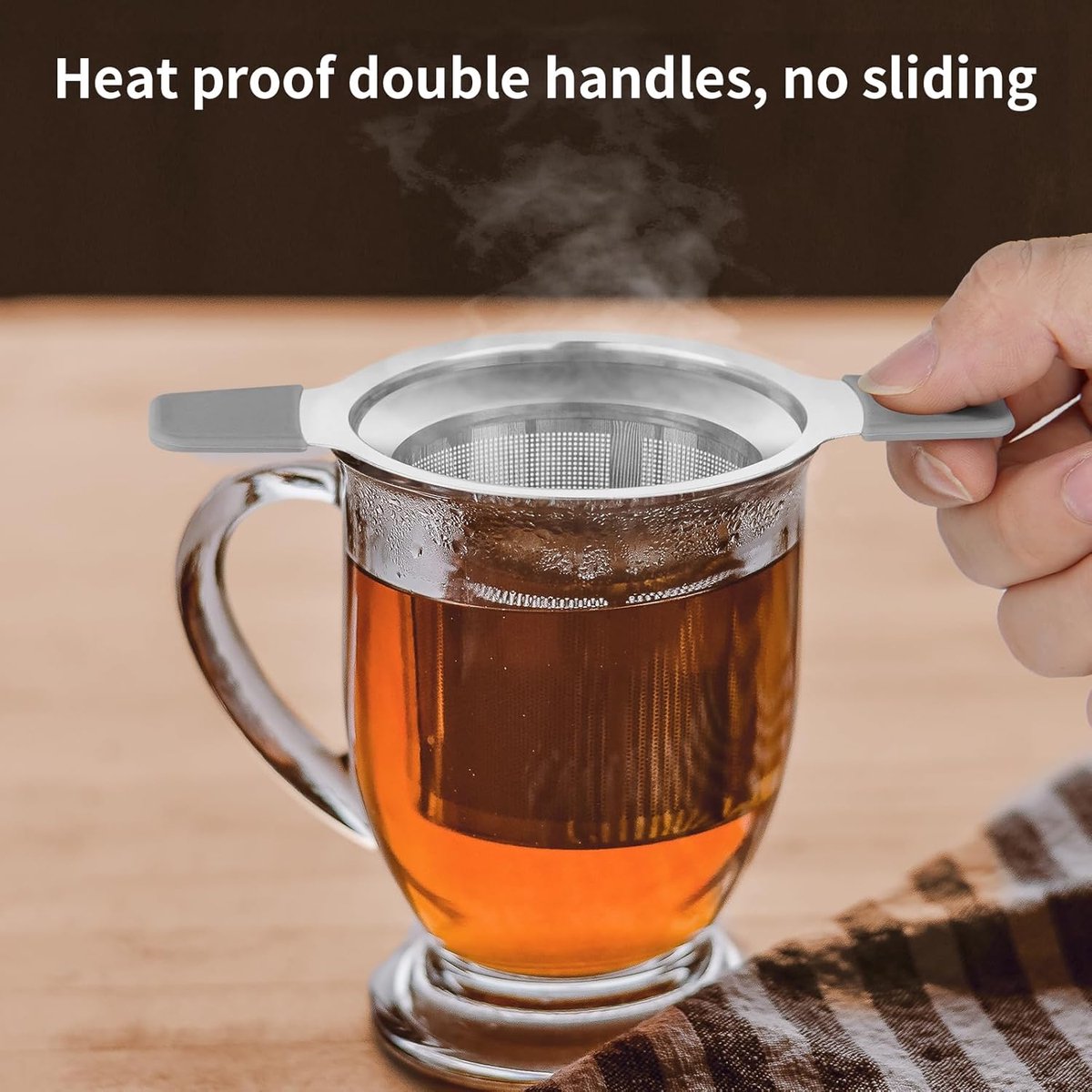 Tea infuser strainers - Stainless steel loose tea strainer with heat-resistant double handles - Extra fine mesh ball strainers - Diffuser holder filter for mugs