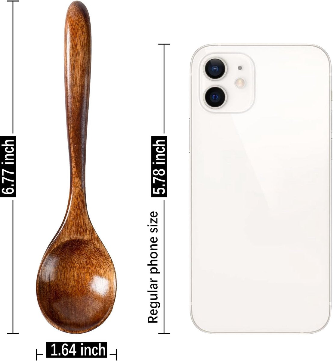 Wooden Spoons - 17cm Bamboo Spoons - Eco-friendly - Versatile Use - Perfect for Honey Jars & Jams (6-piece)