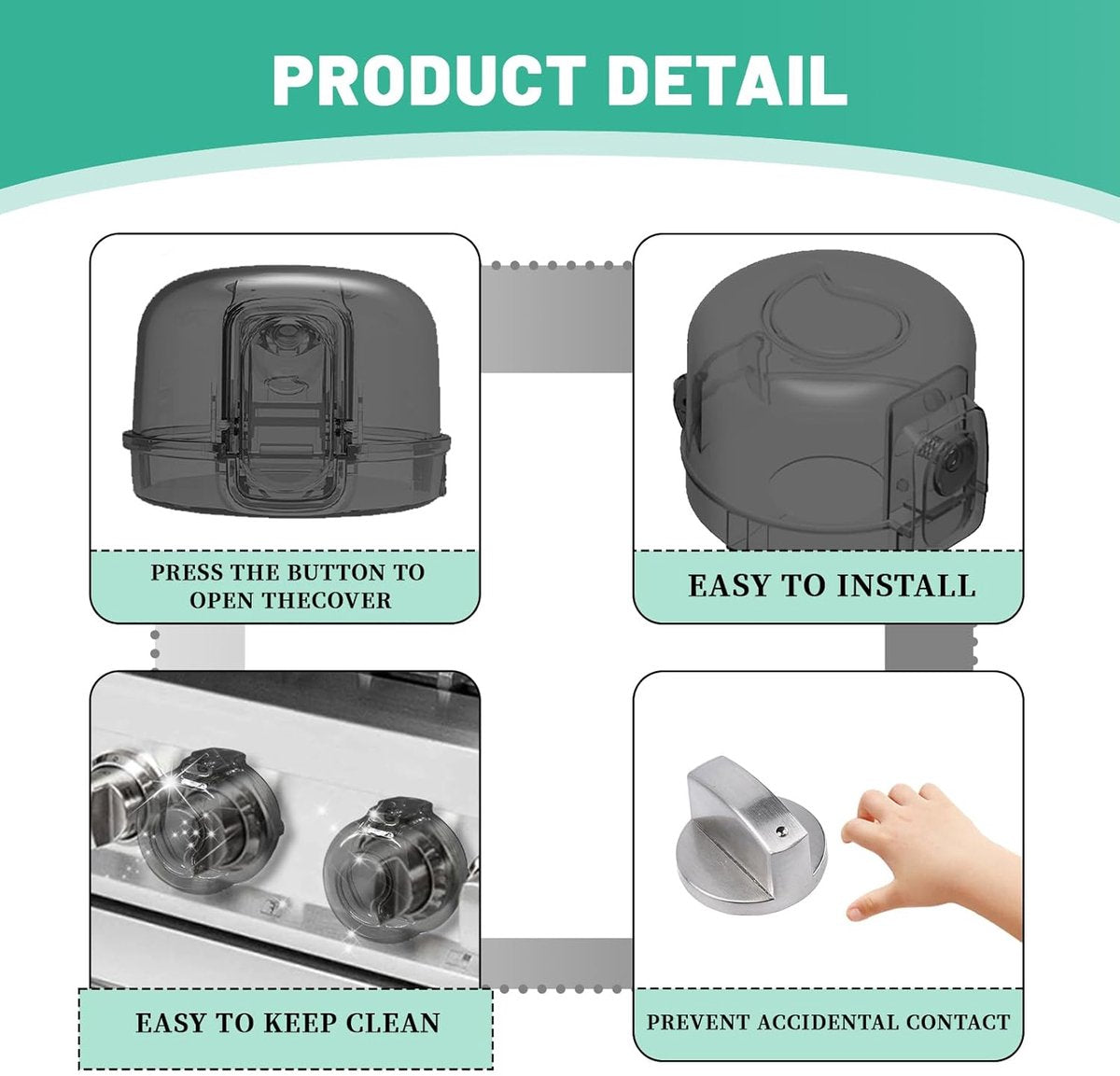 Child-safe Stove Knob 5-pack – With lock, universal, black