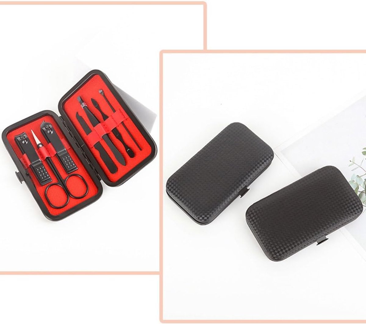 Black 7-piece nail clipper set - Includes nail clipper, nail trimmer, etc. - Manicure tools for home use - Suitable for travel and beauty - Portable travel set for beauty and nail care