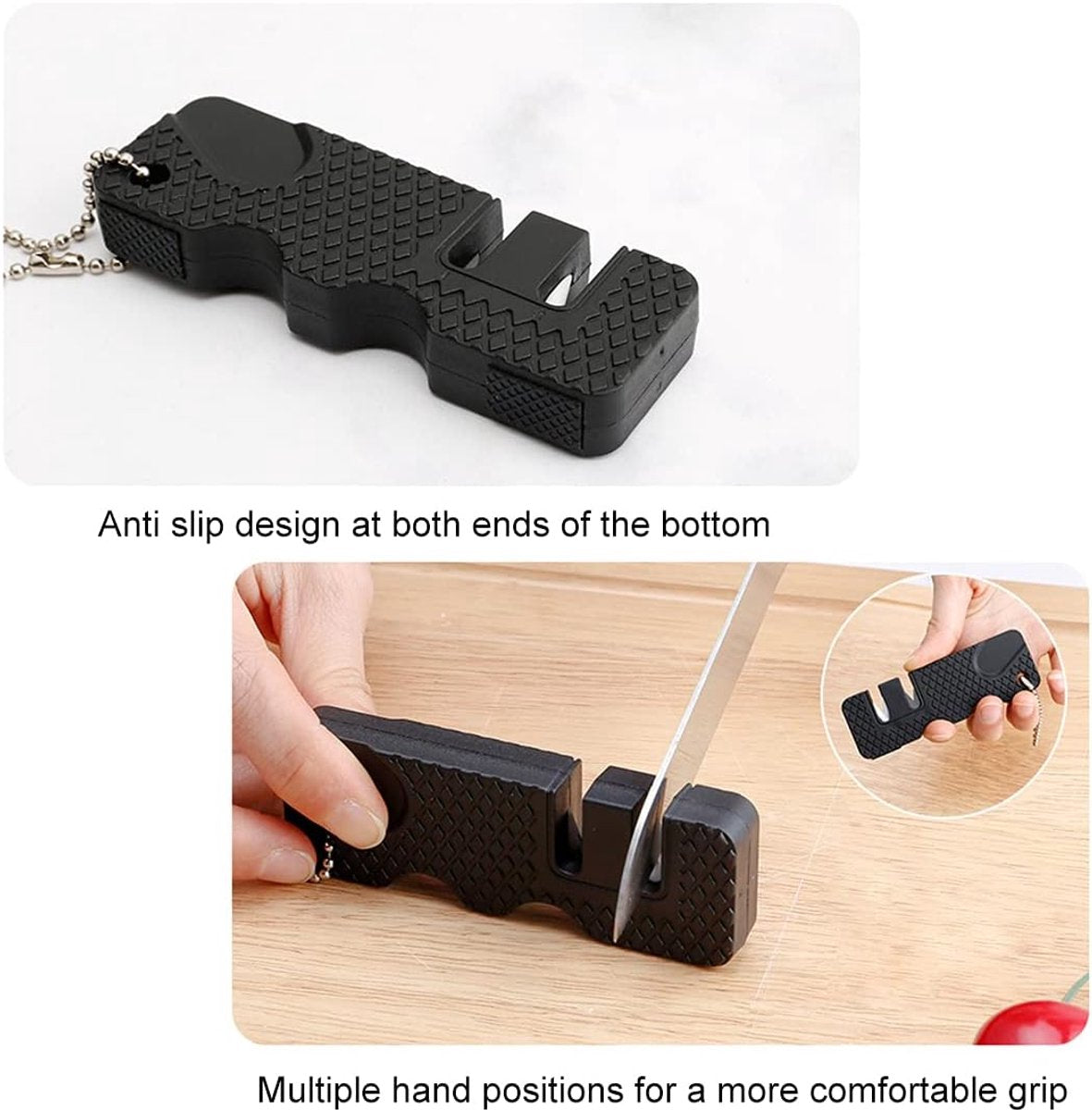 Knife Sharpener-Honing Steel - 2-pack mini Anti-Slip Sharpening Stones for Outdoor Tools, Kitchen, Multifunctional Portable Mini Sharpening Stones - Perfect for Outdoor Travel (Black)