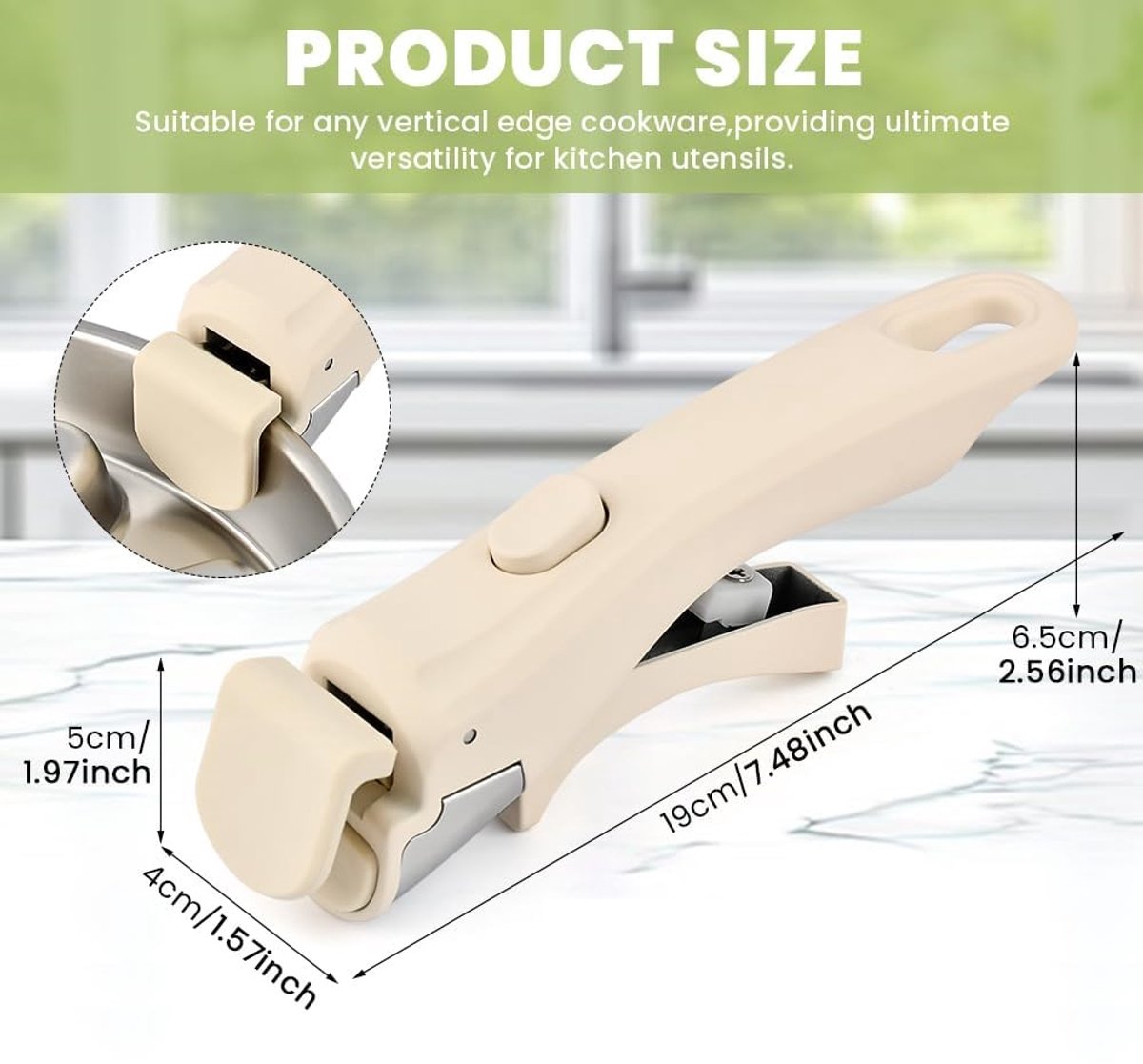 Detachable pan handle, detachable replacement handle for pots and pans, universal cream white pan handles, suitable for all cookware, heat-resistant and durable (cream white, size: 1 package)