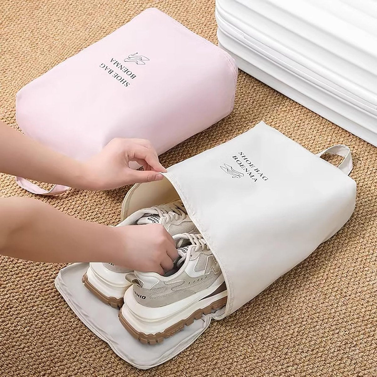 2 Shoe Storage Bags - Travel and Home Organization - Sealed and waterproof shoe organizers, breathable and odor-free for freshness (grey)