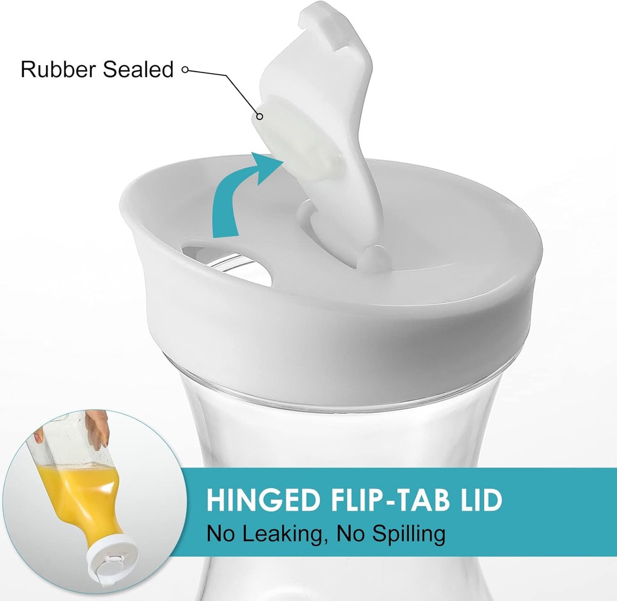 50 oz plastic water carafe with flip lid, set of 3 square plastic juice pitchers with clear bottom - for water, iced tea, juice, liquor, lemonade, milk and mimosa bar - HAND WASH ONLY