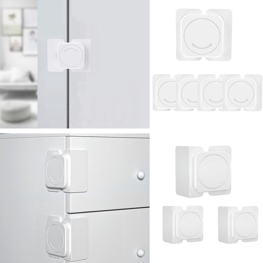 Child-safe cabinet locks - Child-safe locks for drawers and refrigerators - 3 easy-to-install units - 4 flush locks and 2 angled locks