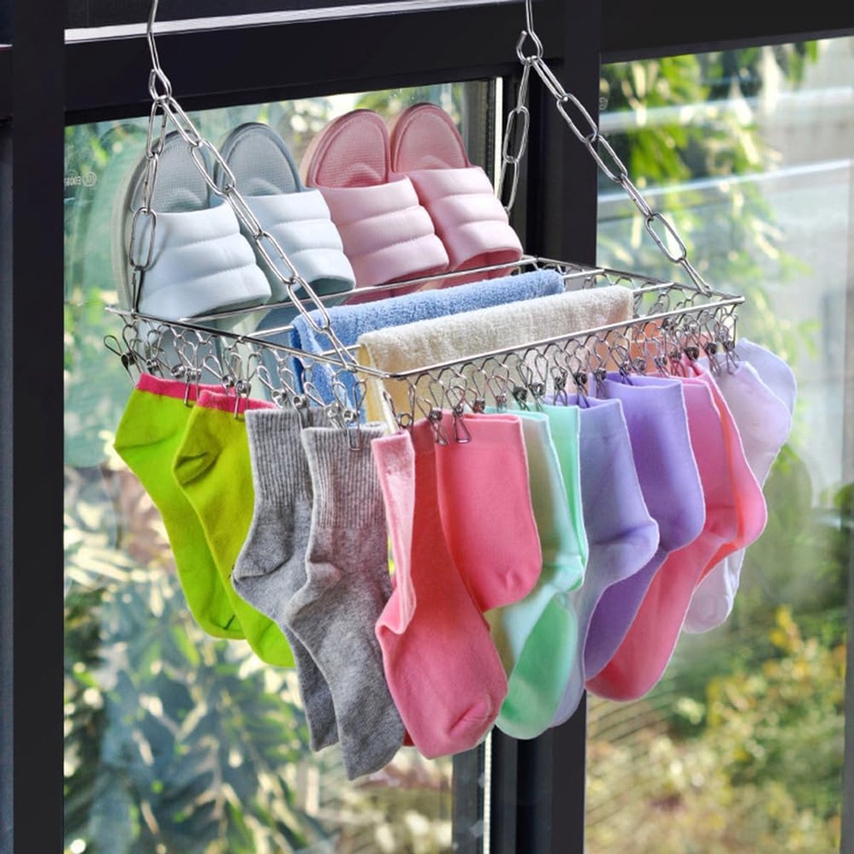 Drying Rack - 36 Stainless Steel Clips - Reinforced No Deformation - Socks and Underwear Drying Rack for Home Laundry Room