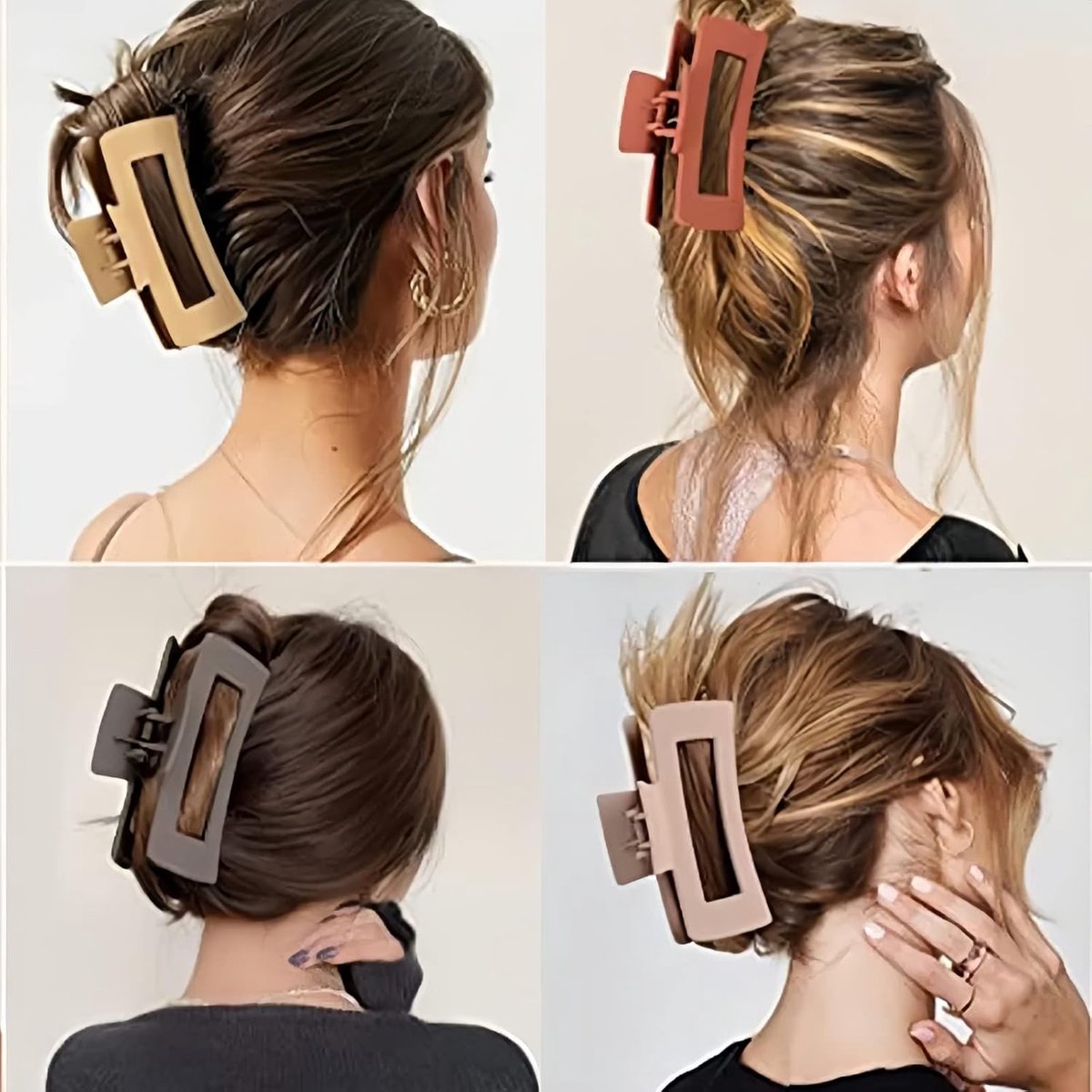 8 Pieces Rectangular Hair Grips 4.3 Inch - Anti-Slip - For Thick & Thin Hair