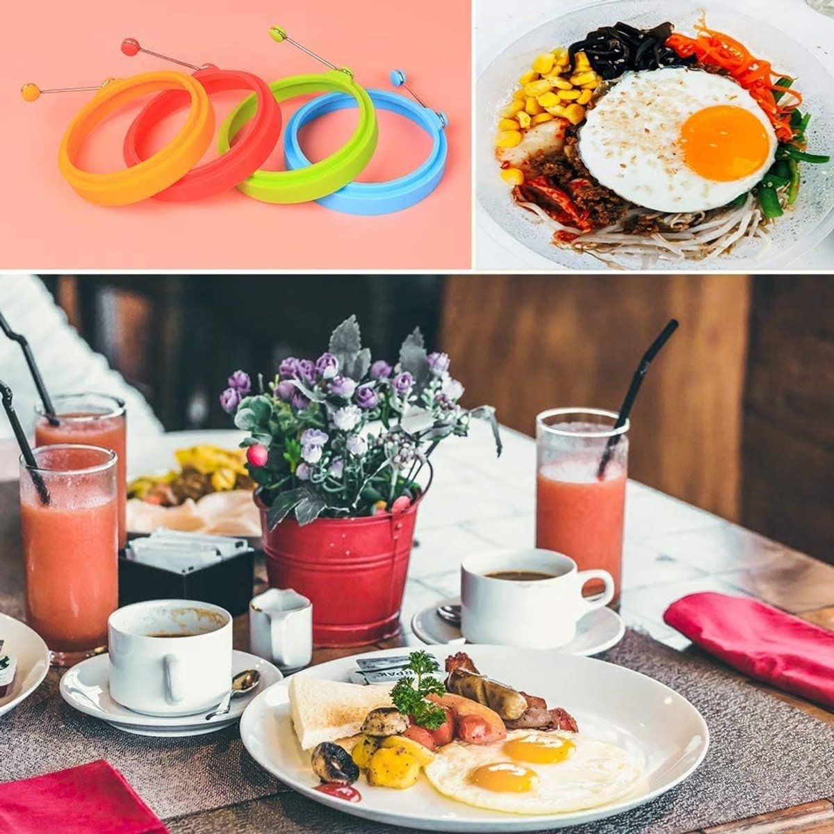 4 Silicone Egg Frying Pans - Non-stick - FDA Certified - For Eggs & Pancakes
