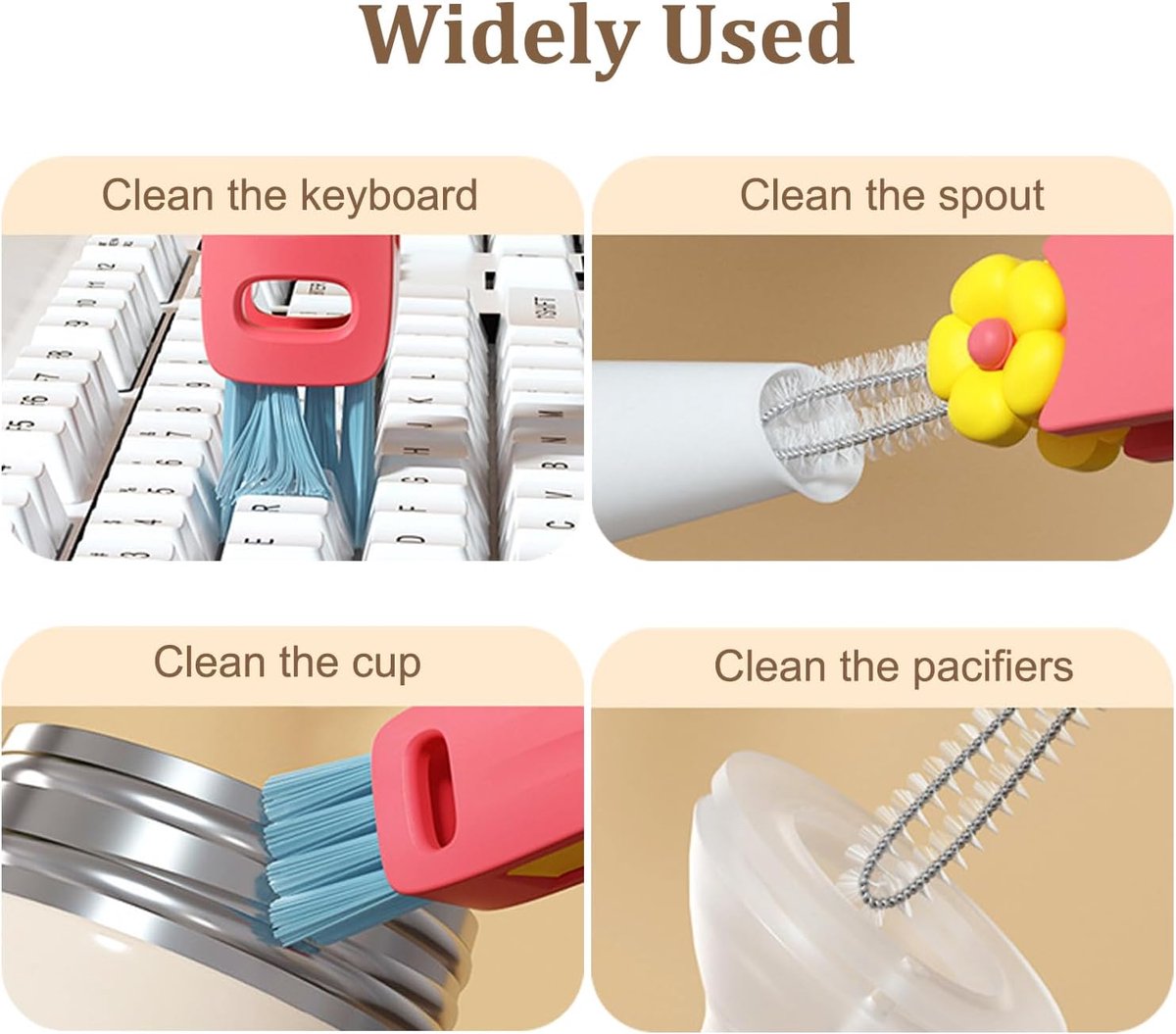 3-in-1 crevice brush for bottle caps - Multifunctional crevice brush for water bottle caps - Portable bottle cleaning brush - Household kitchen cleaning tool