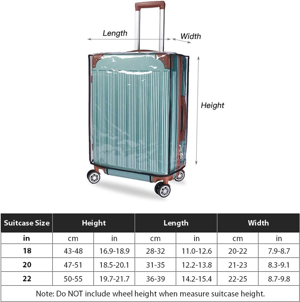 Transparent PVC Suitcase Protective Cover - 20 Inch - Anti-Dirt & Anti-Abrasion Dust Cover