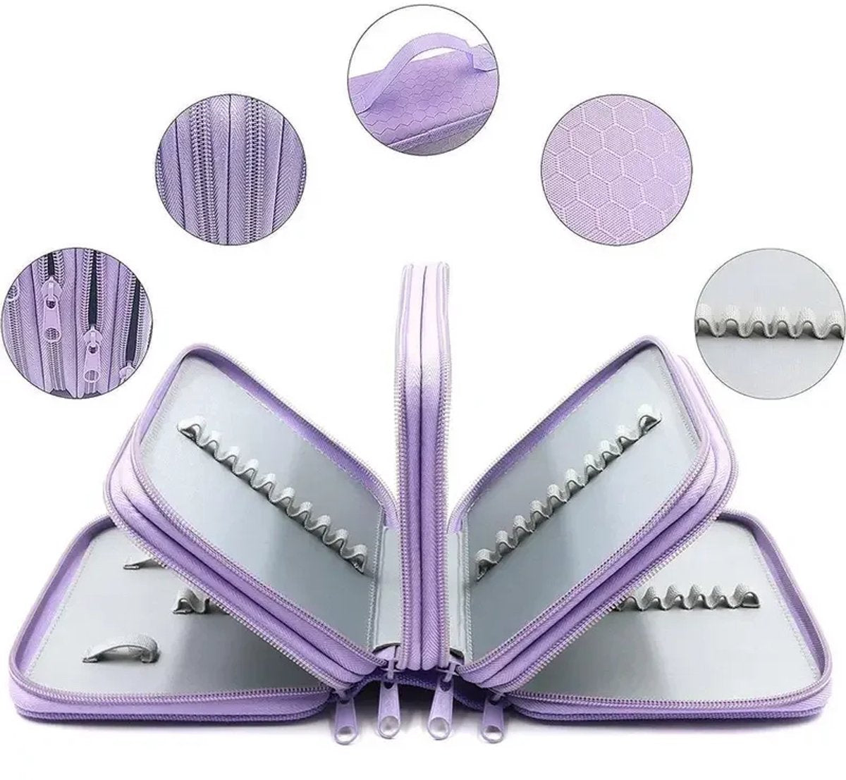 Pencil Case - Multifunctional pencil case with lid - 72 compartments, 4 layers, large capacity - Portable - Suitable for art and study - Durable pencil case with zipper - Purple