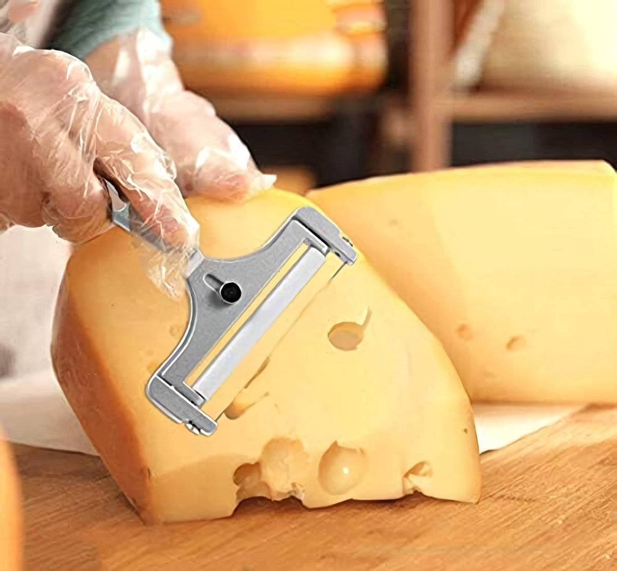 1 Piece Stainless Steel Cheese Slicer with Adjustable Thickness - For Soft, Semi-Hard Cheeses & Cheddar - Dishwasher-Safe Kitchen Tool