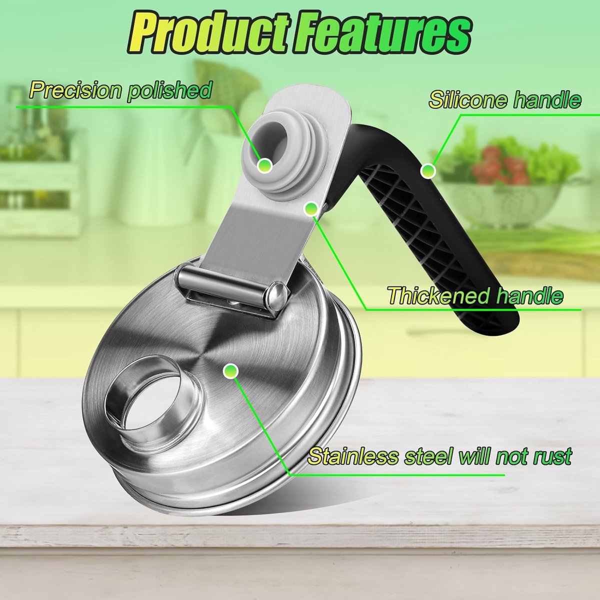 Mason Jar Lids - Stainless Steel Pouring Spout with Leak-Proof Seal - For Mason Jars, tear-resistant, leak-proof, airtight lid, for drinks, salad, dressing, and food storage
