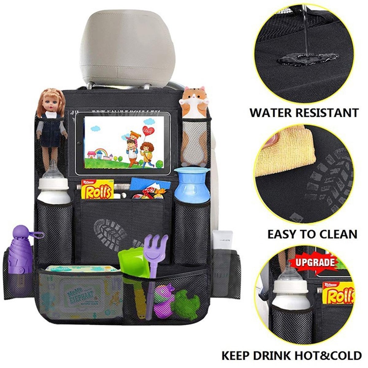 Back Seat Organizer 2-piece – 40×60cm, for children/iPad