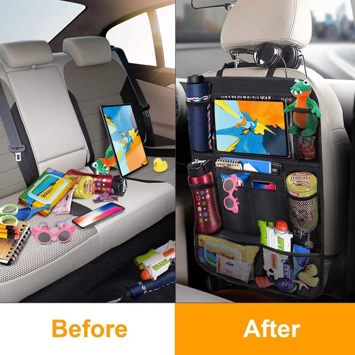 Back Seat Organizer 2-piece – 40×60cm, for children/iPad