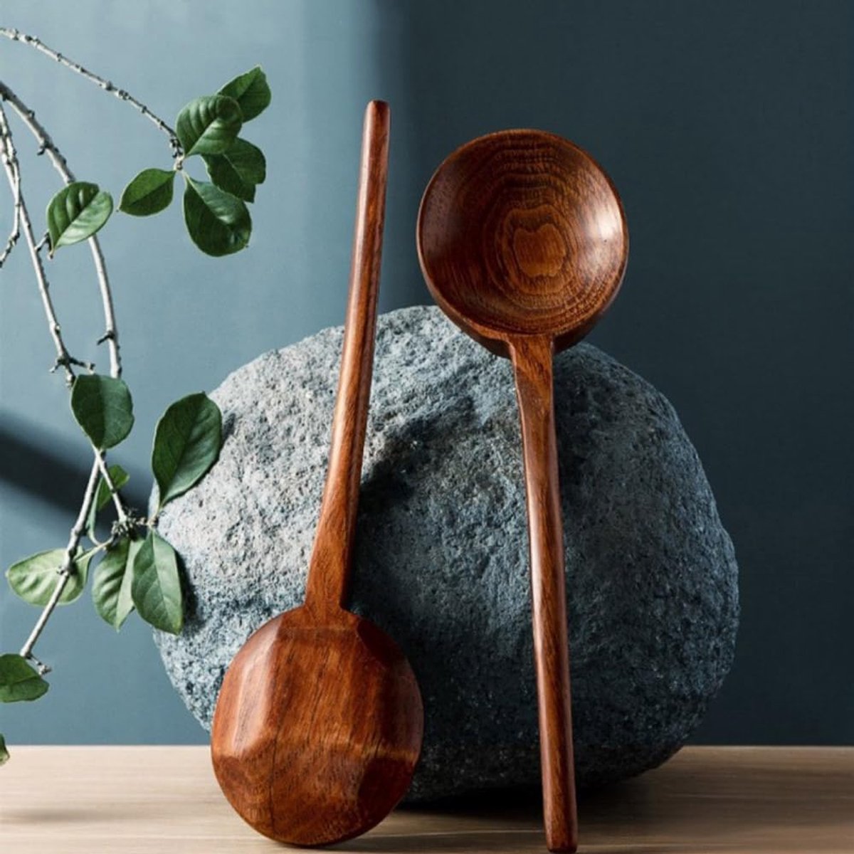 Wooden cooking spoons - 1 piece, 27 cm long spoons - For stirring, tasting, and turning food - Large wooden cooking spoons - Suitable for cooking and crafting
