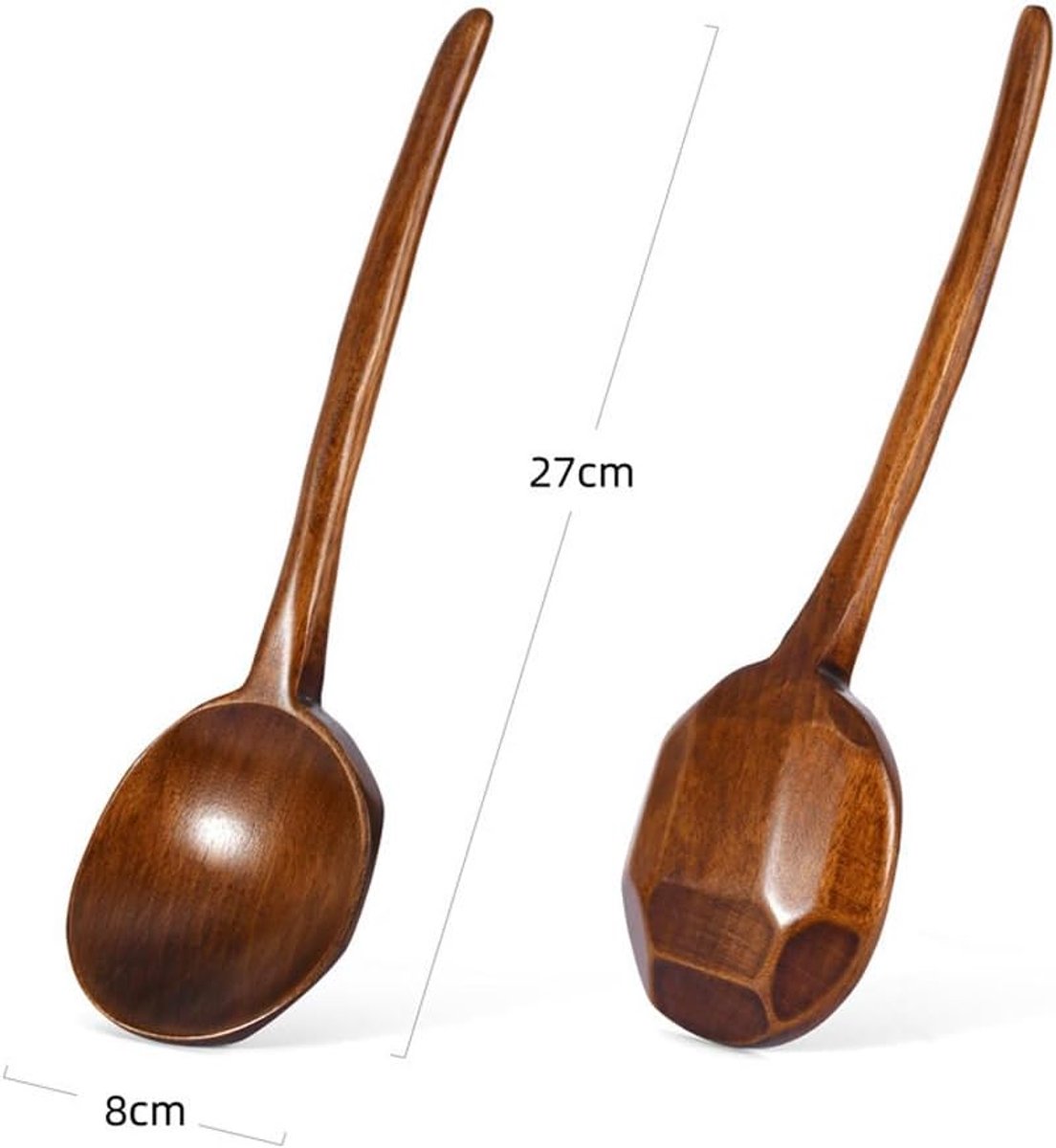 Wooden cooking spoons - 1 piece, 27 cm long spoons - For stirring, tasting, and turning food - Large wooden cooking spoons - Suitable for cooking and crafting