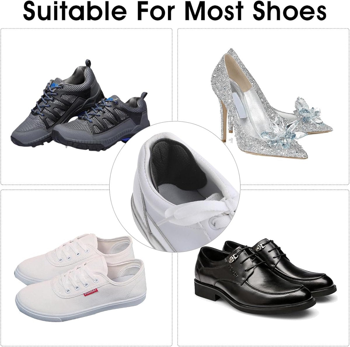 4-Pair Heel Sole - Anti-Slip Heel Sole for High Heels & Dress Shoes - Anti-Slip Heel - Self-Adhesive Heel Sole - Suitable for Loose-fitting Shoes, Anti-Slip Heel Sole - Unisex Anti-Wear Heel Protectors