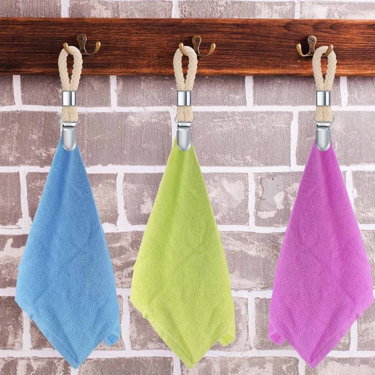 Towel clips - 4 towel clips - for hanging towels - towel clips with loops - towel clips - towel hooks - dishcloth and towel rack clips