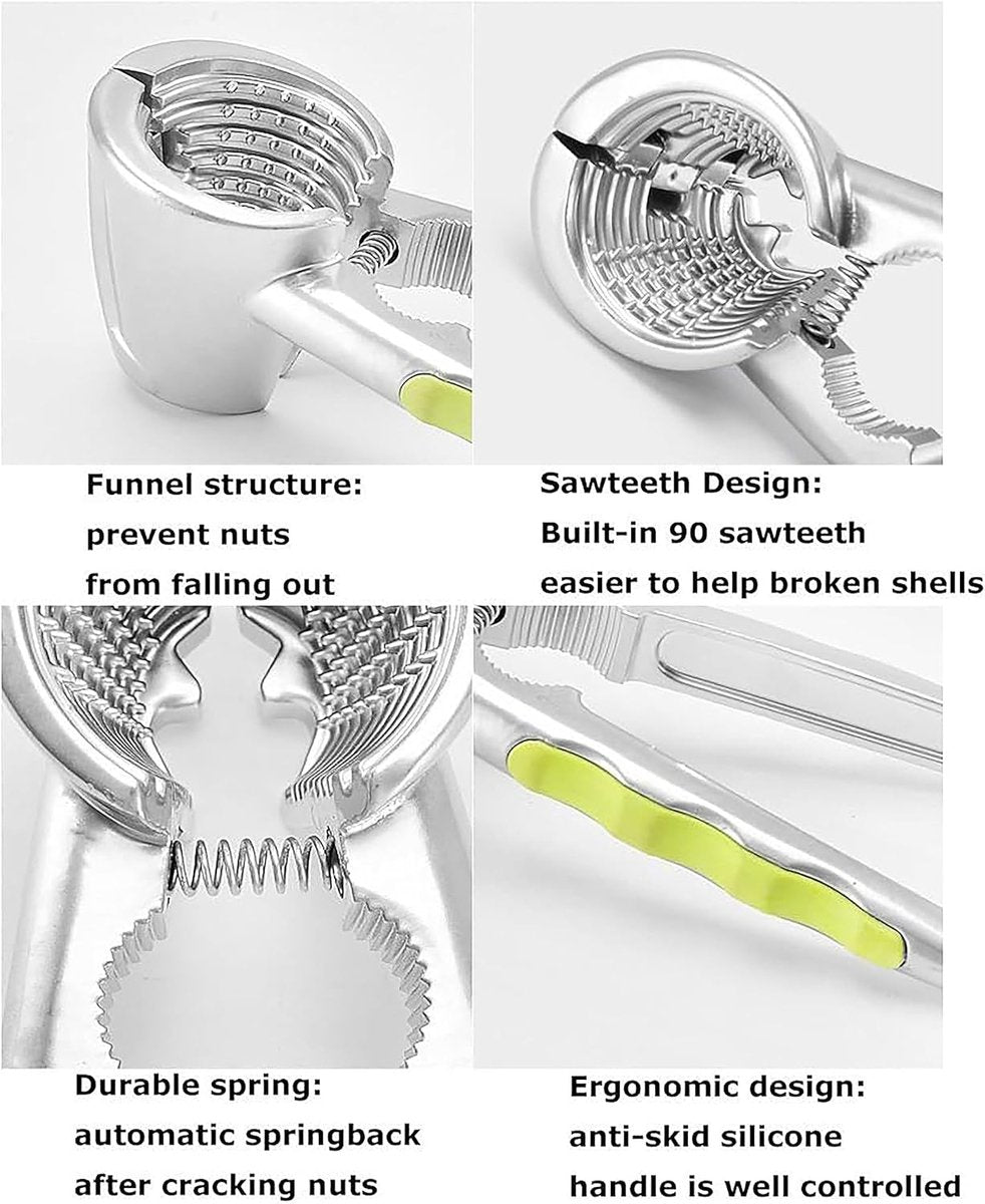 Nutcracker - with non-slip silicone handle - suitable for walnuts, almonds, hazelnuts, and pistachios