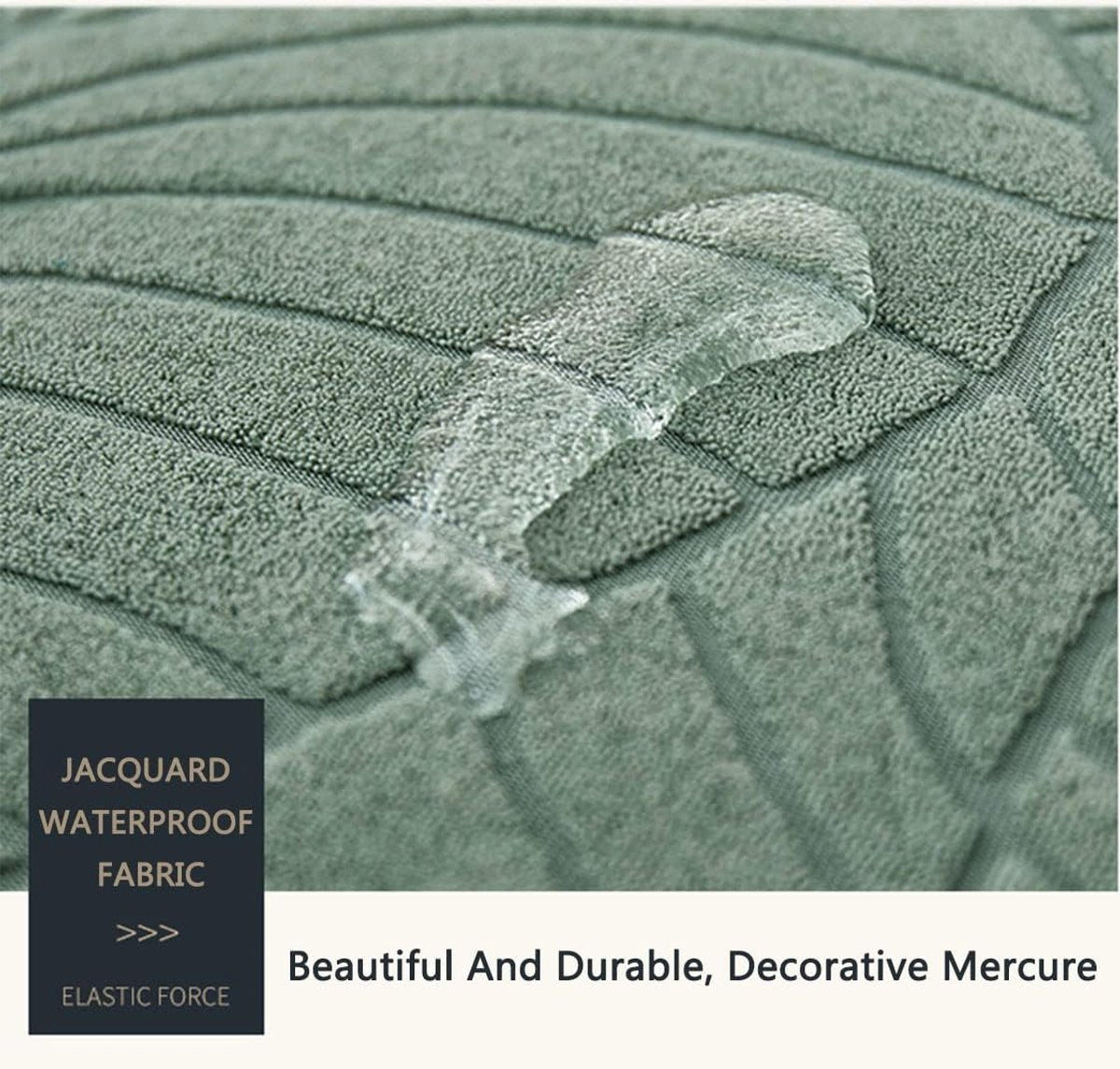 Waterproof sofa cover - Bright green jacquard leaf pattern - For single sofa (90-140 cm)