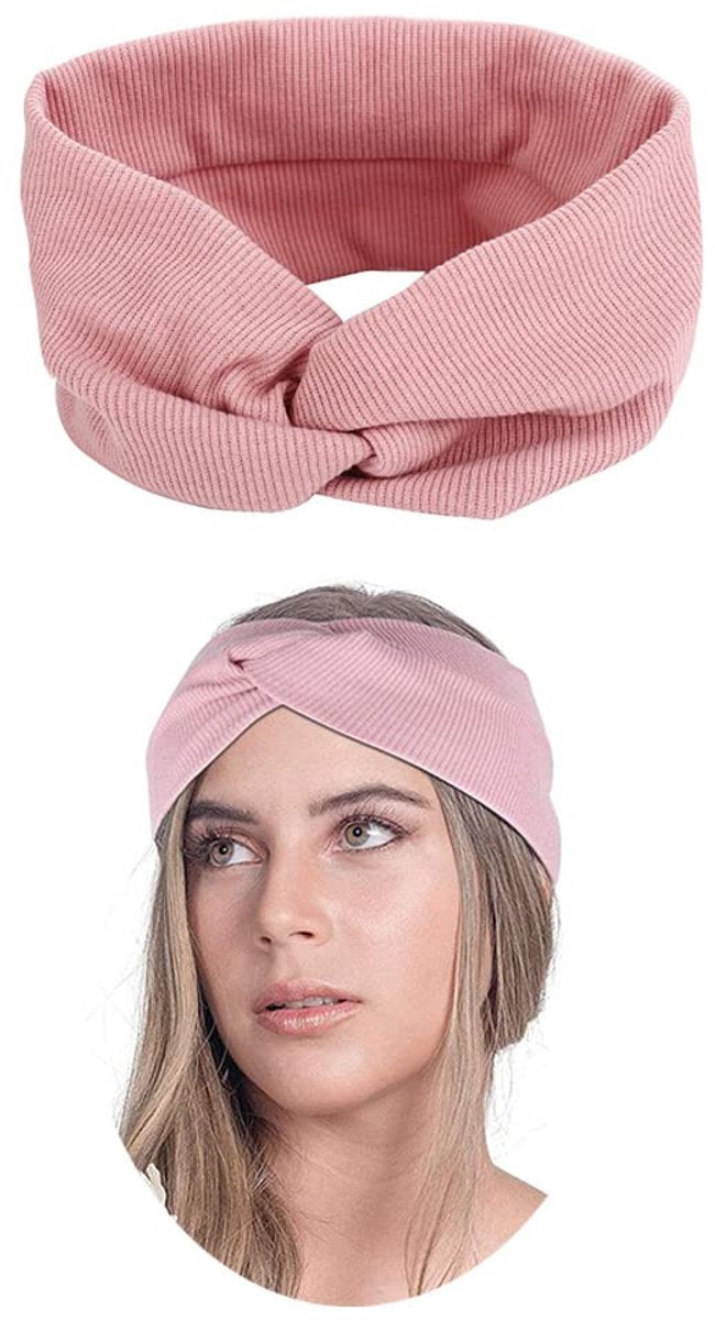 Vierteiliges Stirnband-Set für Damen und Mädchen – Elastics, breites Stirnband – Sport-Stirnband – Baumwoll-Haaraccessoire mit Kreuzmuster für Yoga