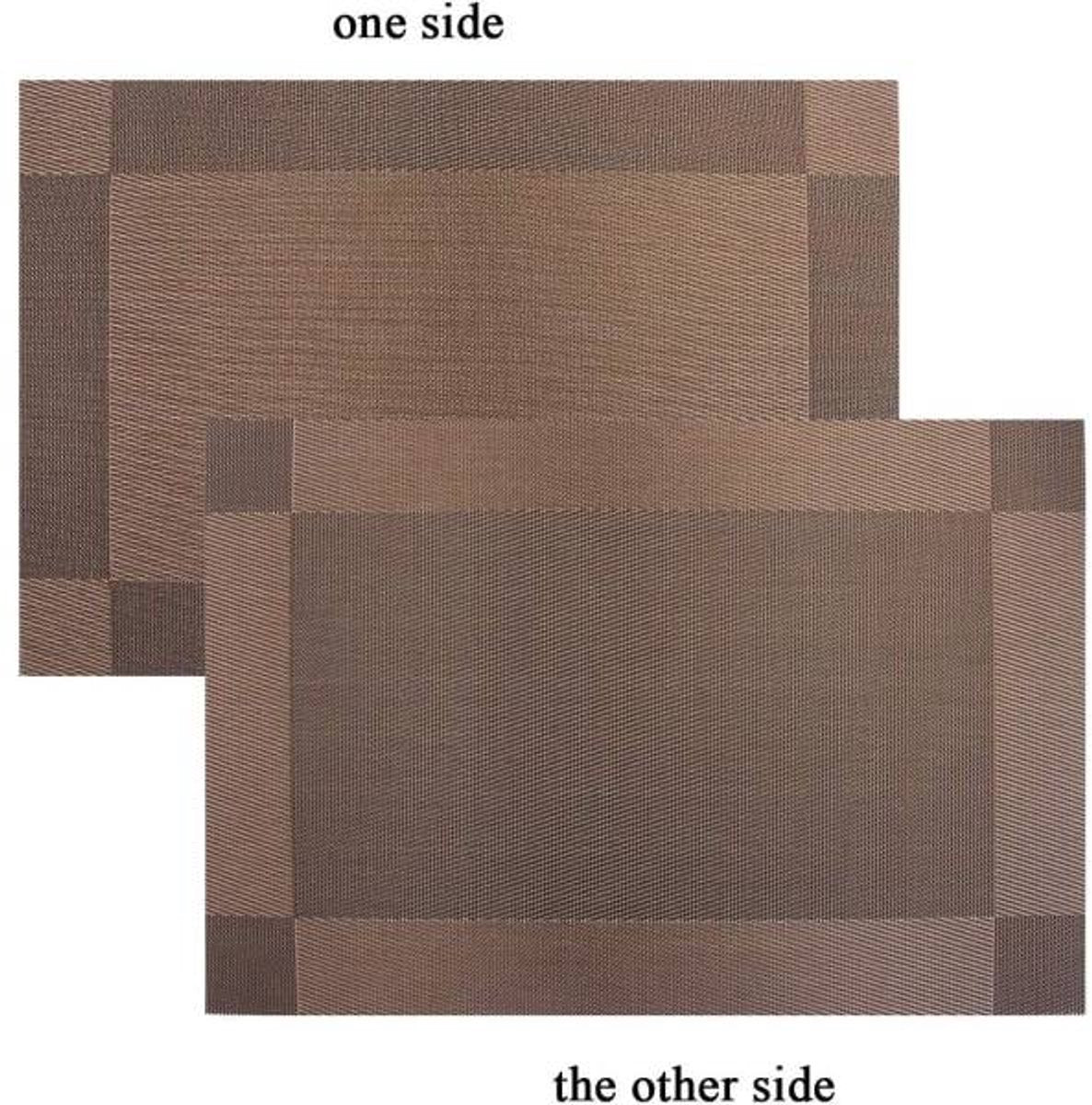 Placemats - Heat-resistant, non-slip placemats - Easy-to-wipe and clean woven placemats - Suitable for dining tables - Set of 6 pieces - Chocolate brown