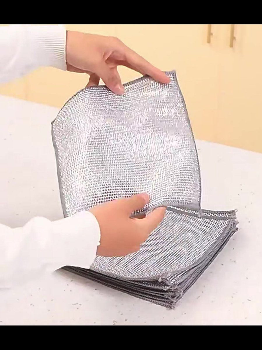 Dishcloths - 10 Pieces - String Dishcloths - Dishcloths - Silver Thread Cloths - Cleaning Cloths - Scouring Pad - Reusable - Multifunctional - For Cleaning Pans, Stoves, Baking Trays, Ovens and Grills - For Stubborn Stains - 20x20cm