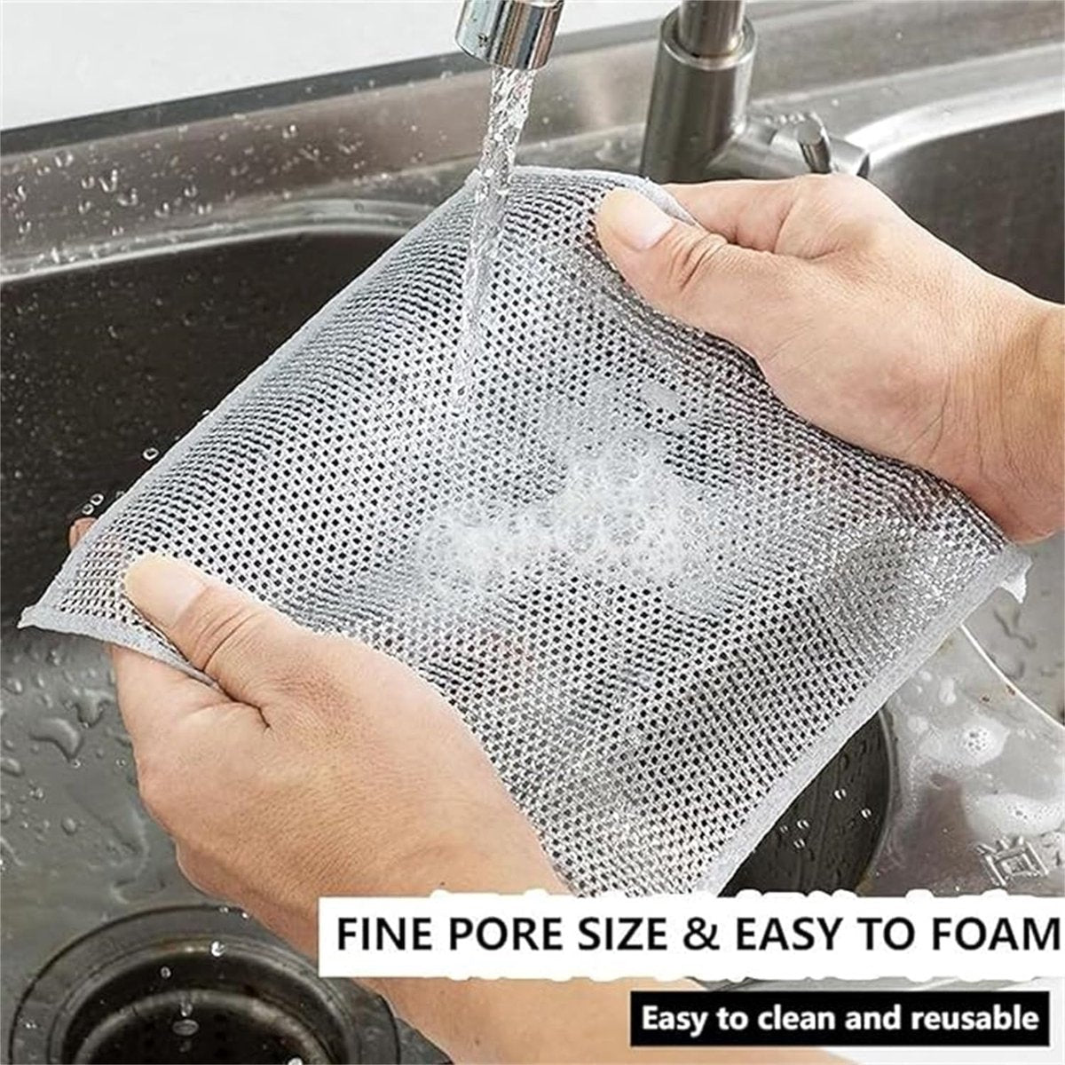 Dishcloths - 10 Pieces - String Dishcloths - Dishcloths - Silver Thread Cloths - Cleaning Cloths - Scouring Pad - Reusable - Multifunctional - For Cleaning Pans, Stoves, Baking Trays, Ovens and Grills - For Stubborn Stains - 20x20cm