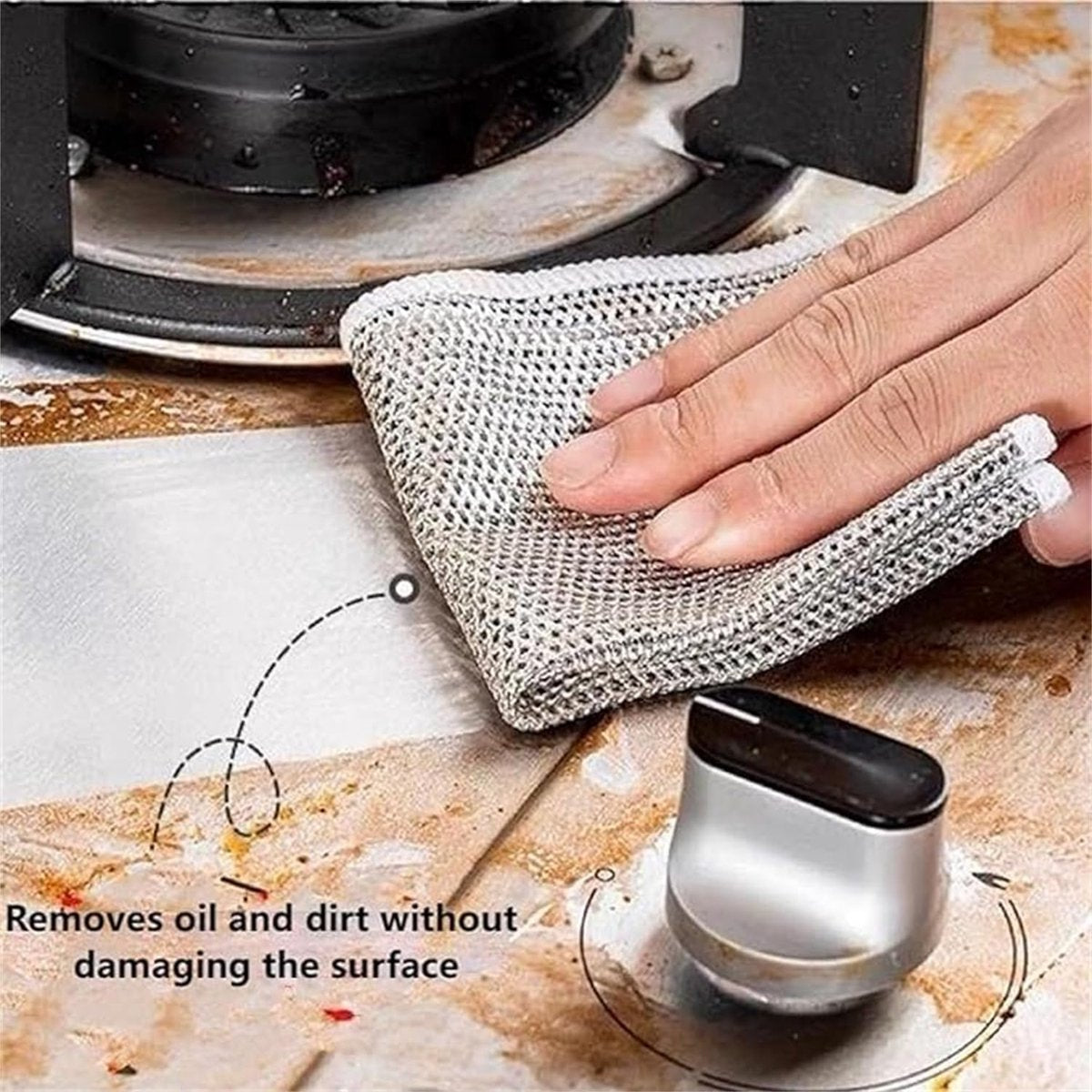 Dishcloths - 10 Pieces - String Dishcloths - Dishcloths - Silver Thread Cloths - Cleaning Cloths - Scouring Pad - Reusable - Multifunctional - For Cleaning Pans, Stoves, Baking Trays, Ovens and Grills - For Stubborn Stains - 20x20cm
