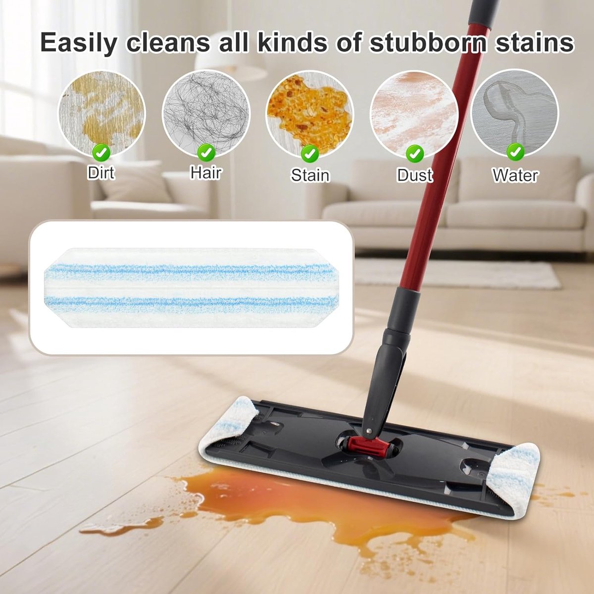 4-pack, mop pad replacement suitable for O Cedar H2prO mop system, mop head replacement suitable for O-Cedar/Vileda H2prO, machine washable, reusable pad replacement for deep cleaning