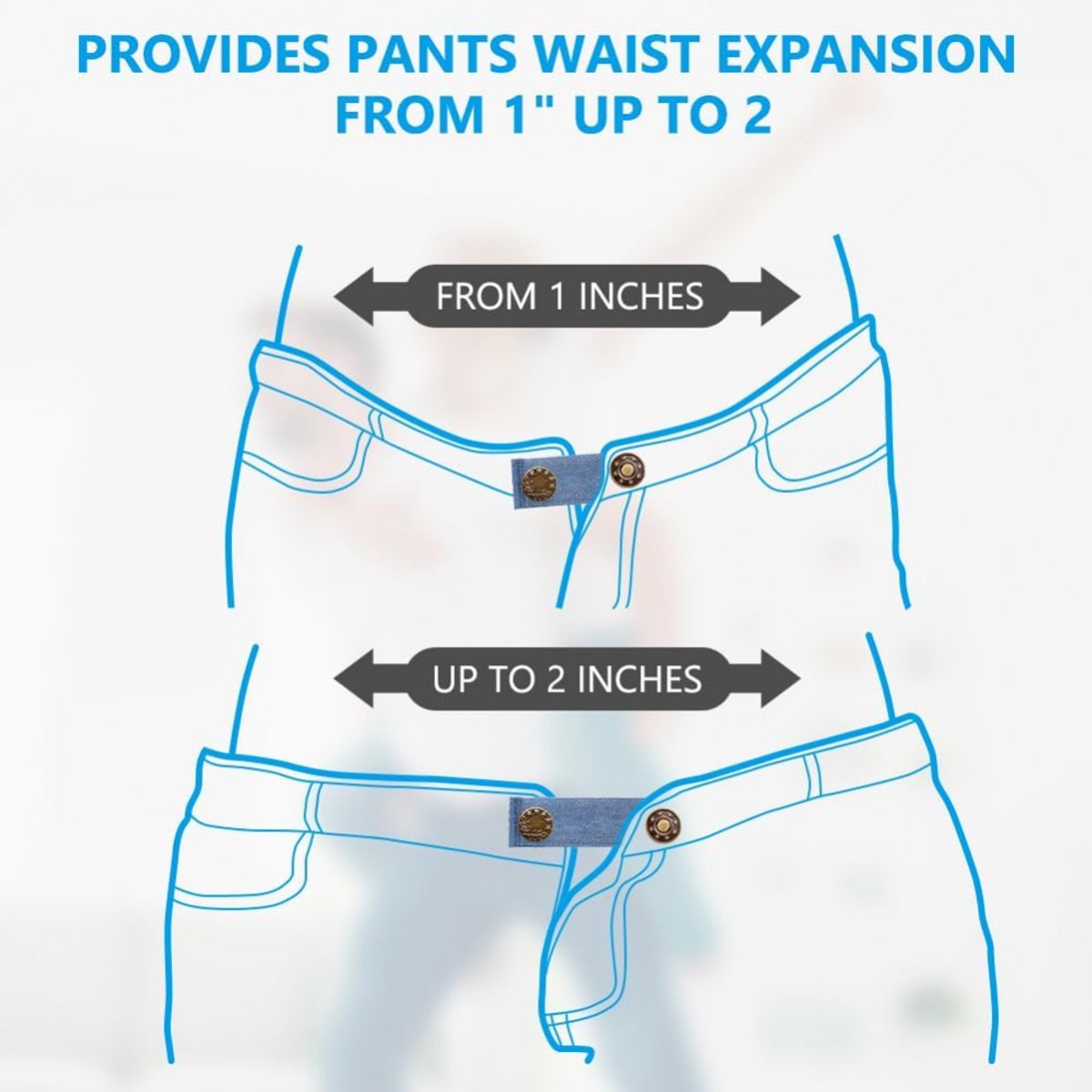 Buttonhole Extender 4 Pieces Denim - Trouser Extender - Jeans Trouser Extender - Trouser Widening Button - Trouser Buttonhole Extender - Button Extender - Jeans Extension Button - Maternity Trouser Extender - Buttonhole Elastic - Jeans Buttons