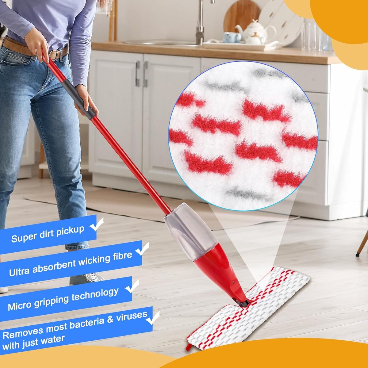 pieces - Floor cloth mop refill - Suitable for Vileda 1-2 Spray MAX/o-cedar ProMist Max - microfiber - replacement - Reusable microfiber cloth - Suitable for all floors