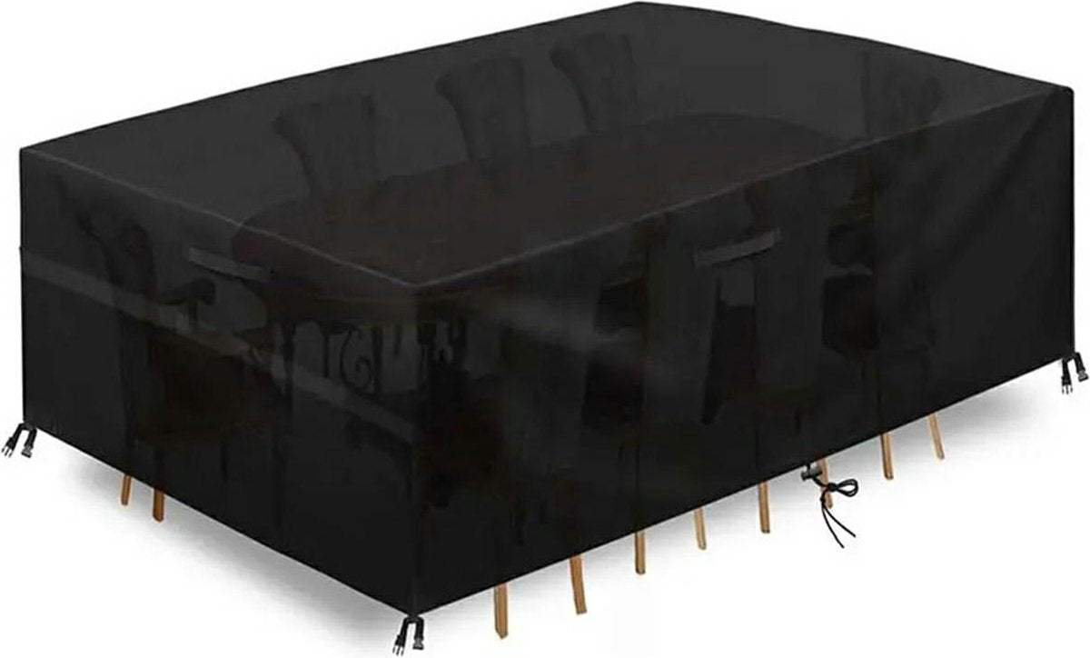 Waterproof Garden Set Protective Cover with Drawstring and Good Drainage - W242 x L160 x H100CM - Black Garden Furniture Cover - Garden Furniture Cover - Garden Set Cover - Lounge Set Cover - Garden Table Cover