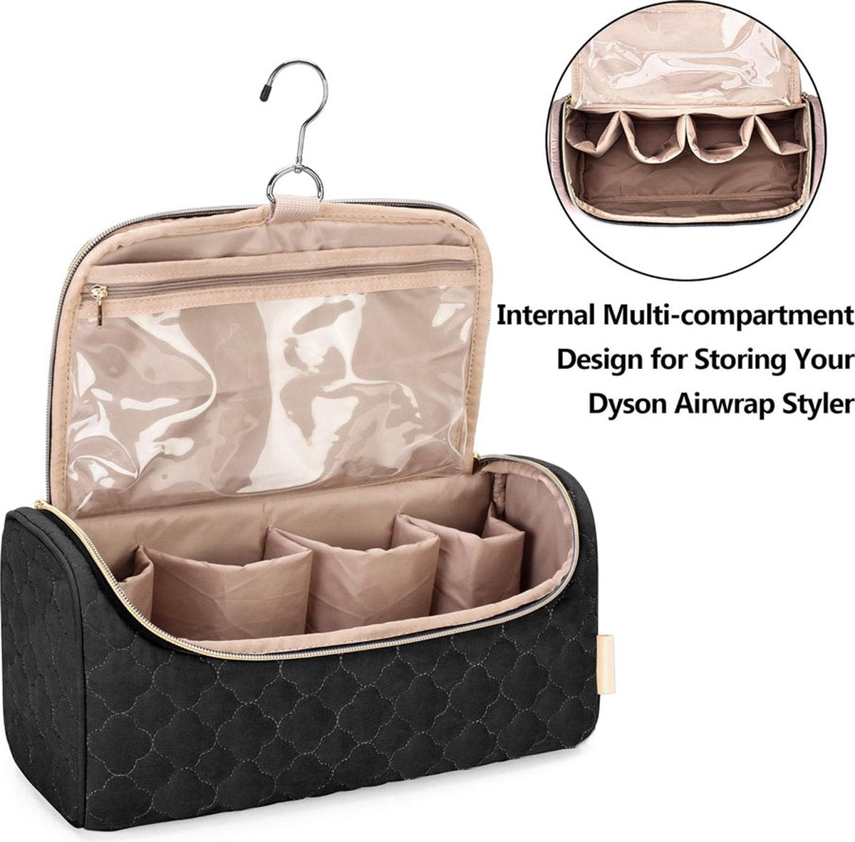 Travel Case Suitable for Dyson Hair Dryer - Hair Styler Storage Pouch - Straightener Attachment Travel Bag - With Compartments for Dyson Accessories - Hair Curler Accessories - Women's Toiletry Bag - Storage Bag - Travel Bag - Travel Pouch - Organizer - B