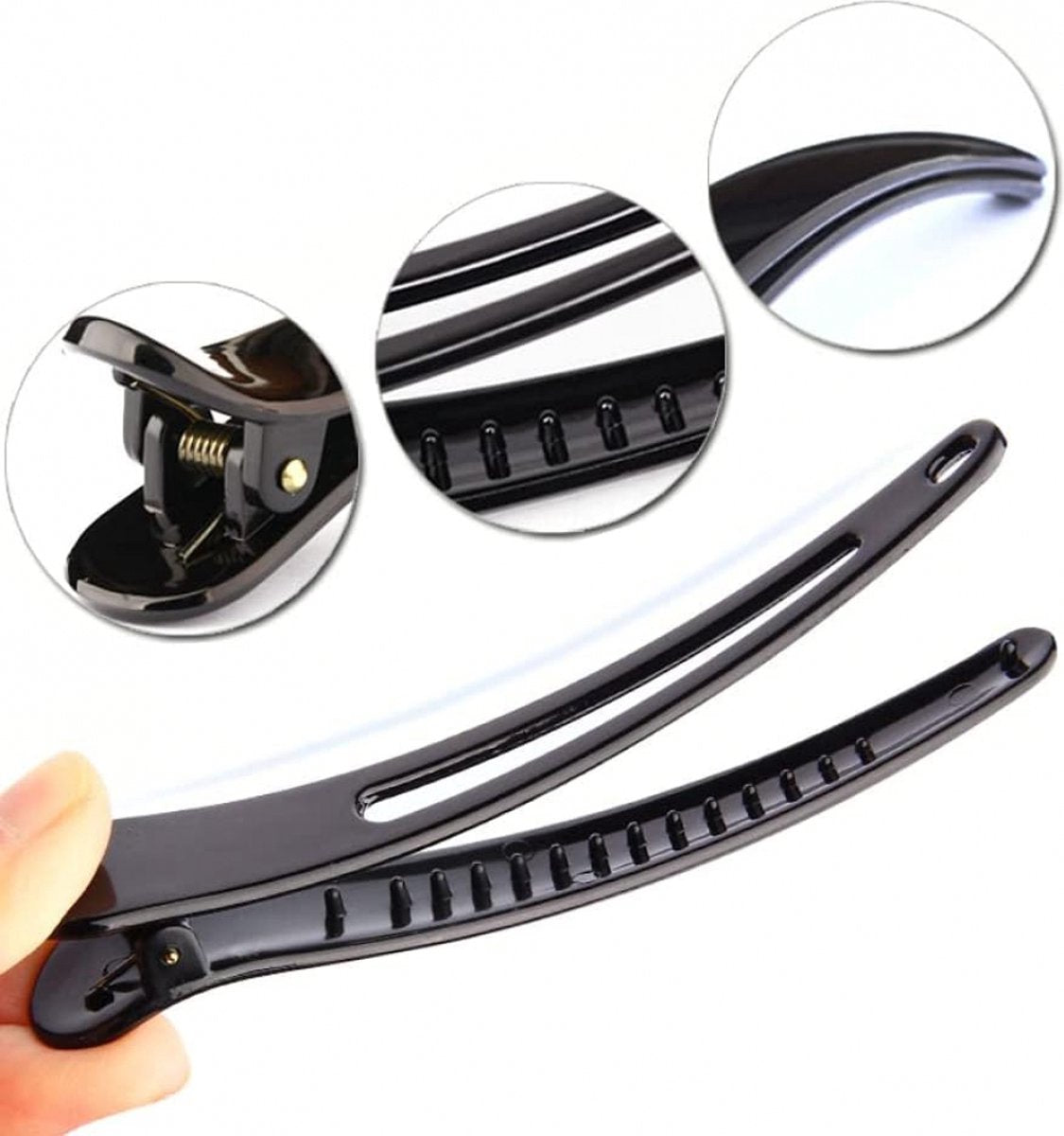 Hairdresser Hair Clips - 12 Pieces - Hair Clip - Sturdy Flat-Nose Hair Clip - Professional Hairdresser Hair Clips - Sectioning Clip - Hair Clips - Hair Pin - Hairdresser Hair Tools - Clips - Clips - Clamp - Black Clamps