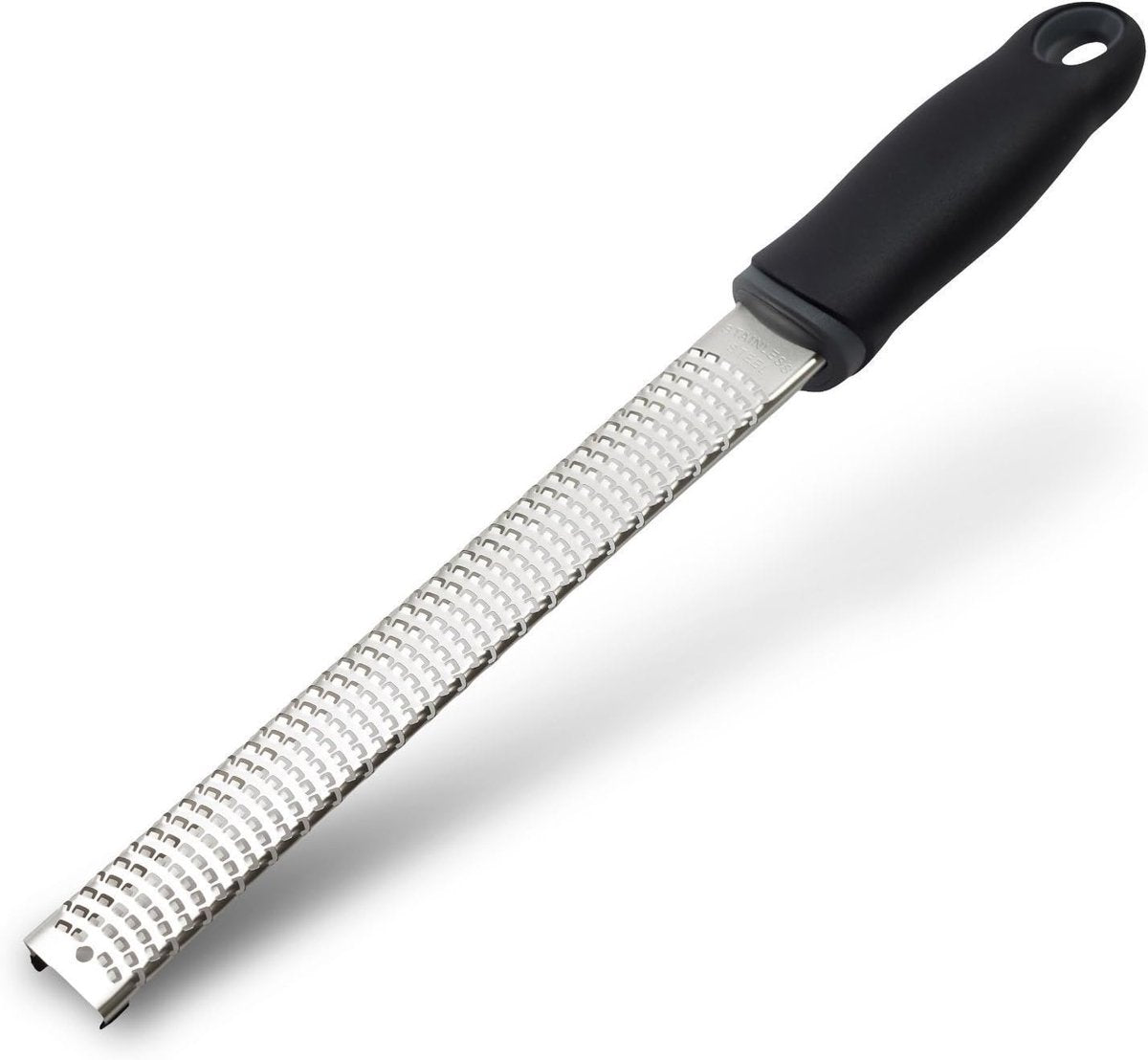 Grater - Professional zester - Fast and efficient Lemon grater - Multifunctional Long hand grater - Cheese grater - Ginger grater - Garlic grater - Narrow long grater - Kitchen grater - ergonomic soft handle - High-quality stainless steel - Black