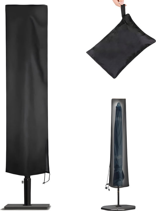 Parasol Cover - 190×50×30cm - Standing Parasol - Sturdy & Durable - Waterproof Parasol Cover 600D - With Zipper, Drawstring and Storage Pouch - Waterproof / Dustproof / Weatherproof - Black - For Cantilever Parasol and Standing Parasol