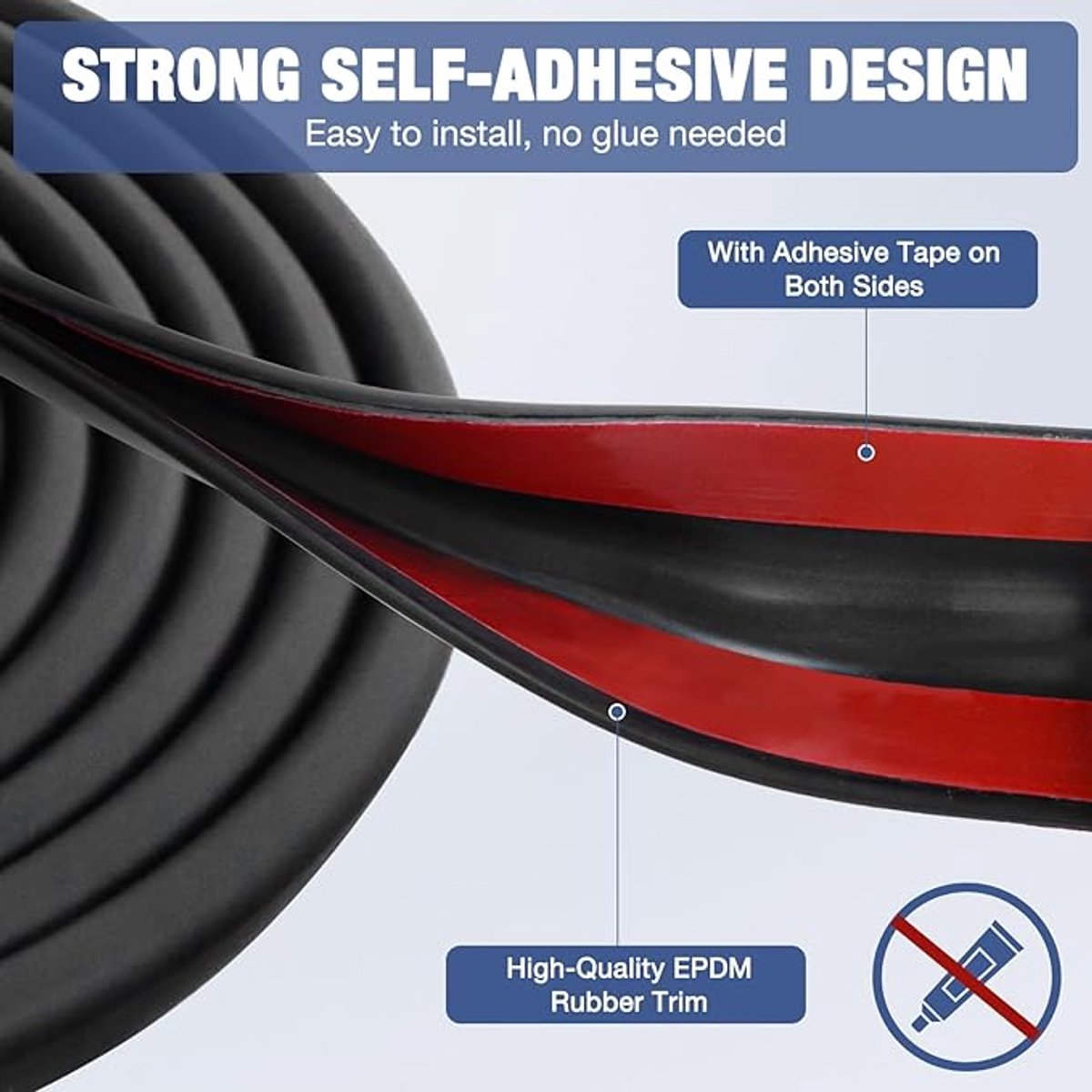 U-shaped rubber seal - Rubber profile - Flexible U-shaped rubber profile - Door edge protection strip - Snap-on rubber - Edge protection - Door panel protection - Baby safety - Table corner (3 m - 2 mm)